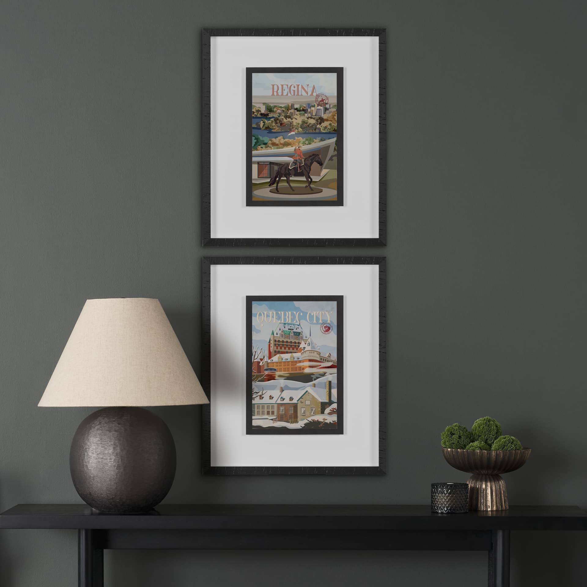 Regina Go Canada (M) by Mercana Studio a Framed Art Print Matted under Glass — in a styled room