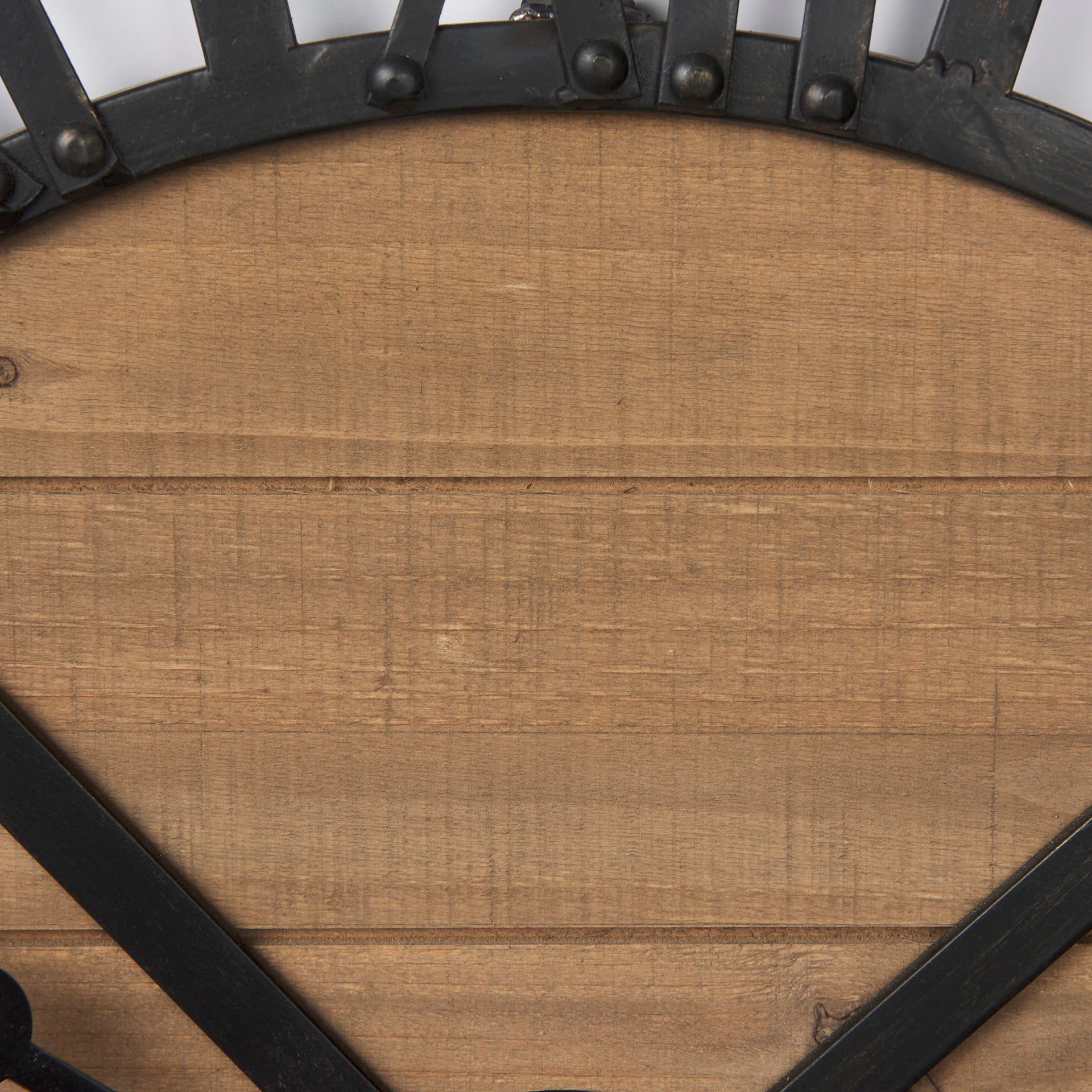 Lewiston 30.1L x 2.0W x 30.1H Black Iron W/Wood Round Wall Clock — product photograph