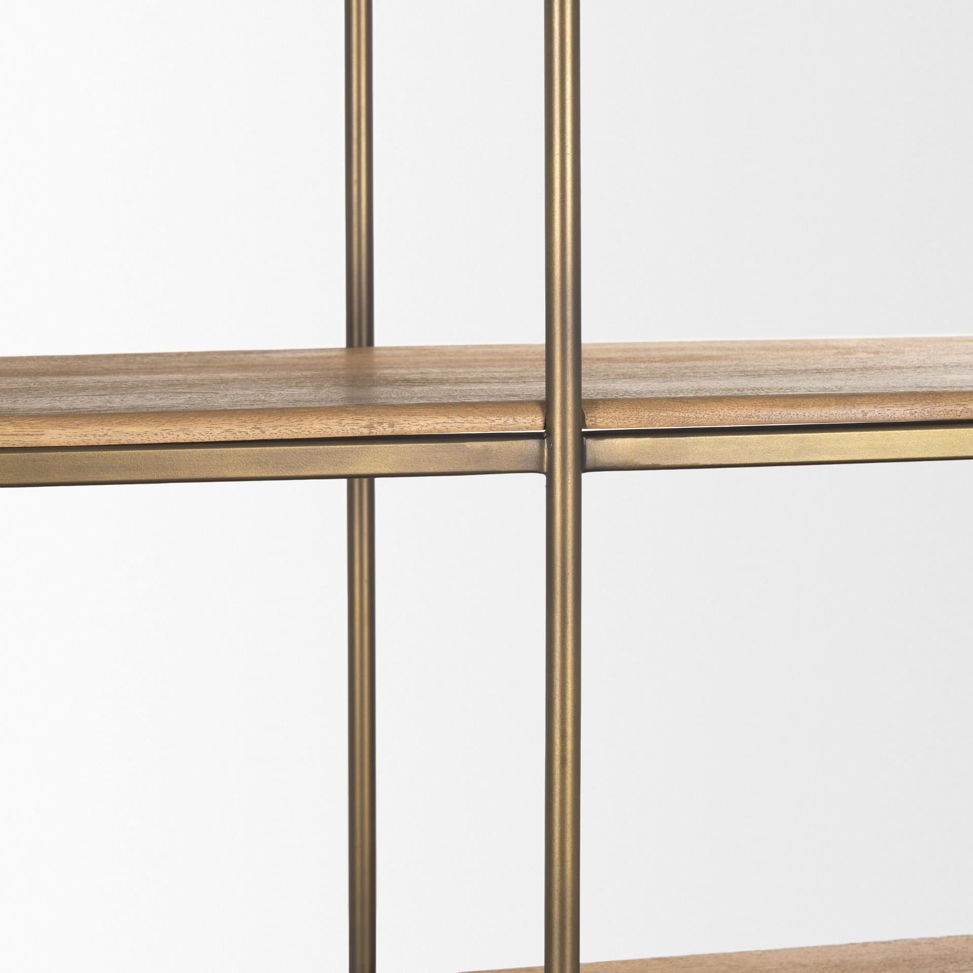 Baron 4-Door Light Brown Wood w/ Gunmetal Open Shelving Unit — product photograph