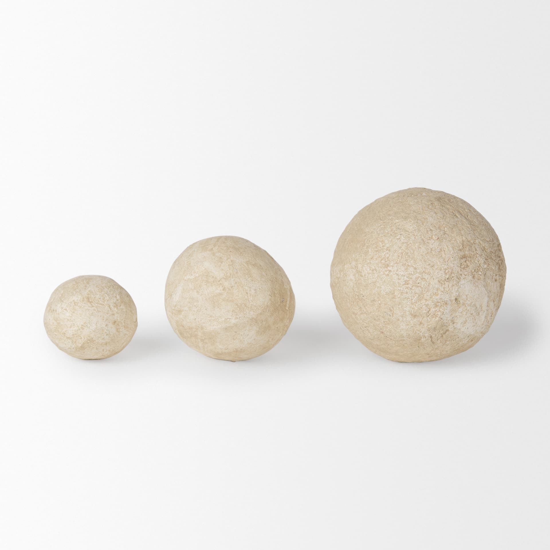 Sunita Set of 3 Beige Paper Mache Orbs — product photograph
