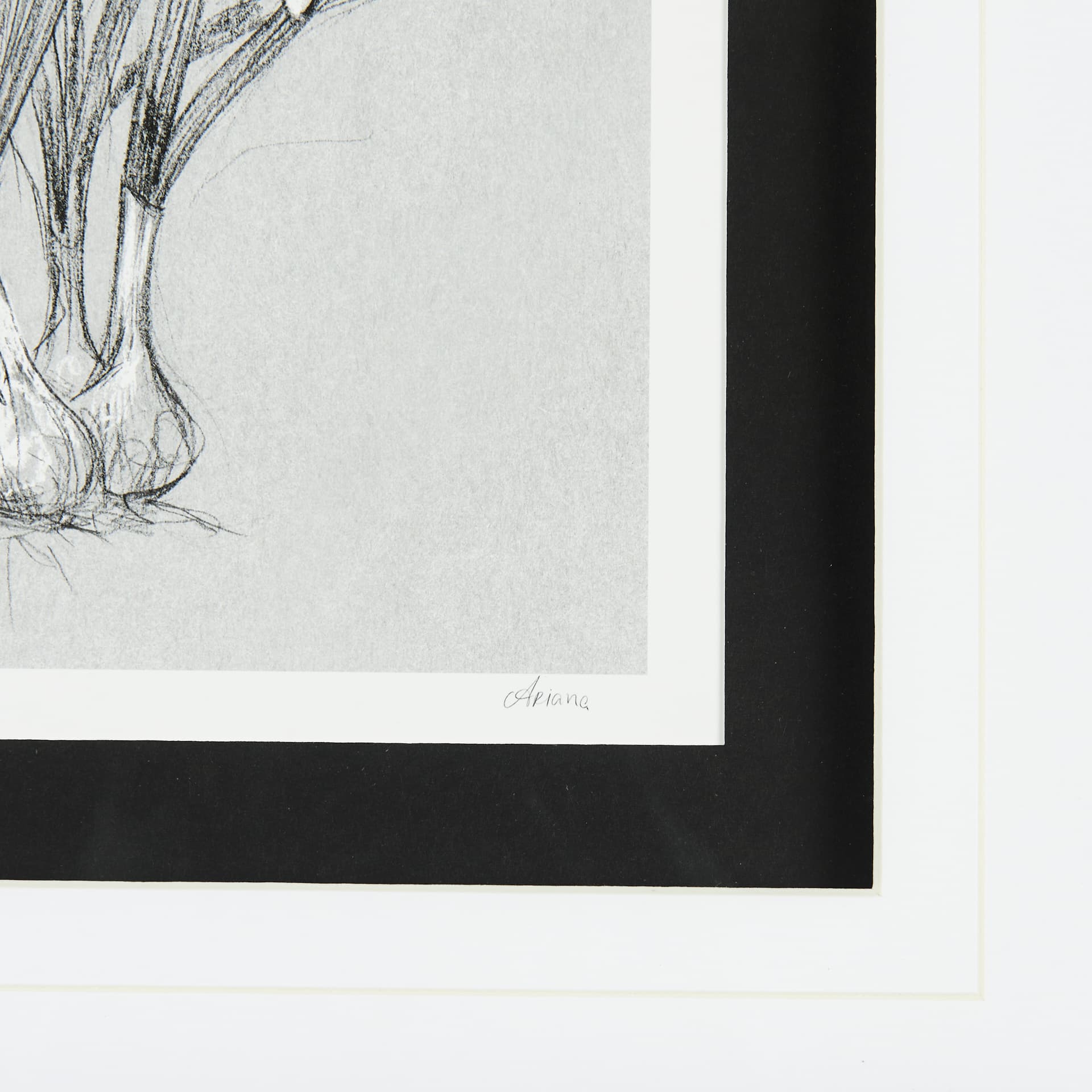 Botanical sketches VI (Grey) by Mercana Studio Hand Embellished Framed Art Print Matted under Glass — product photograph