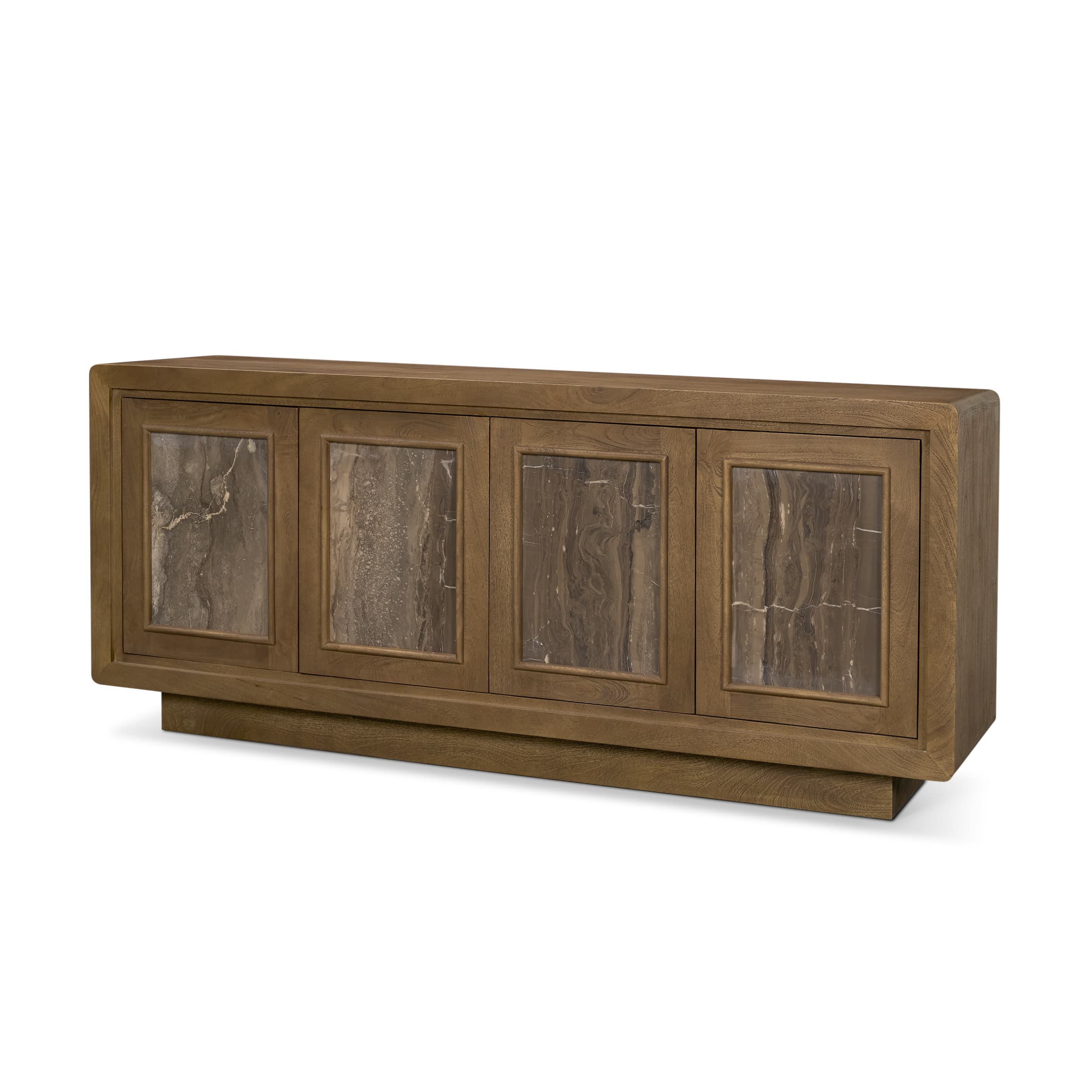 Valterra Dark Brown Wood w/ Cappuccino Marble 4 Door Sideboard — product photograph