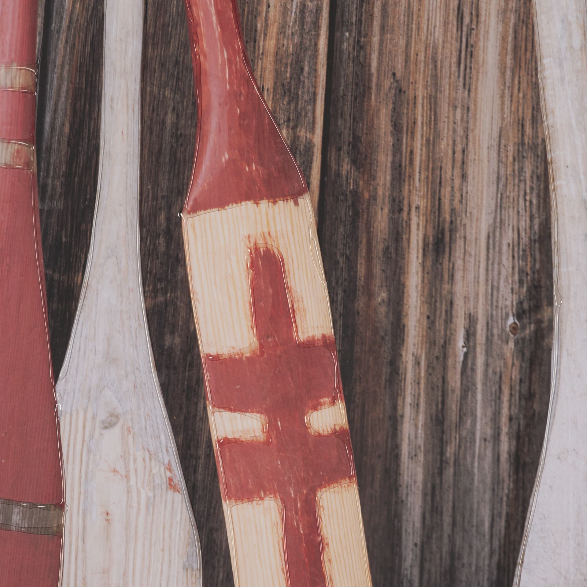 Canoe Paddles by Deborah Revell Hand Embelished Framed Art Print Matted under Glass — product photograph
