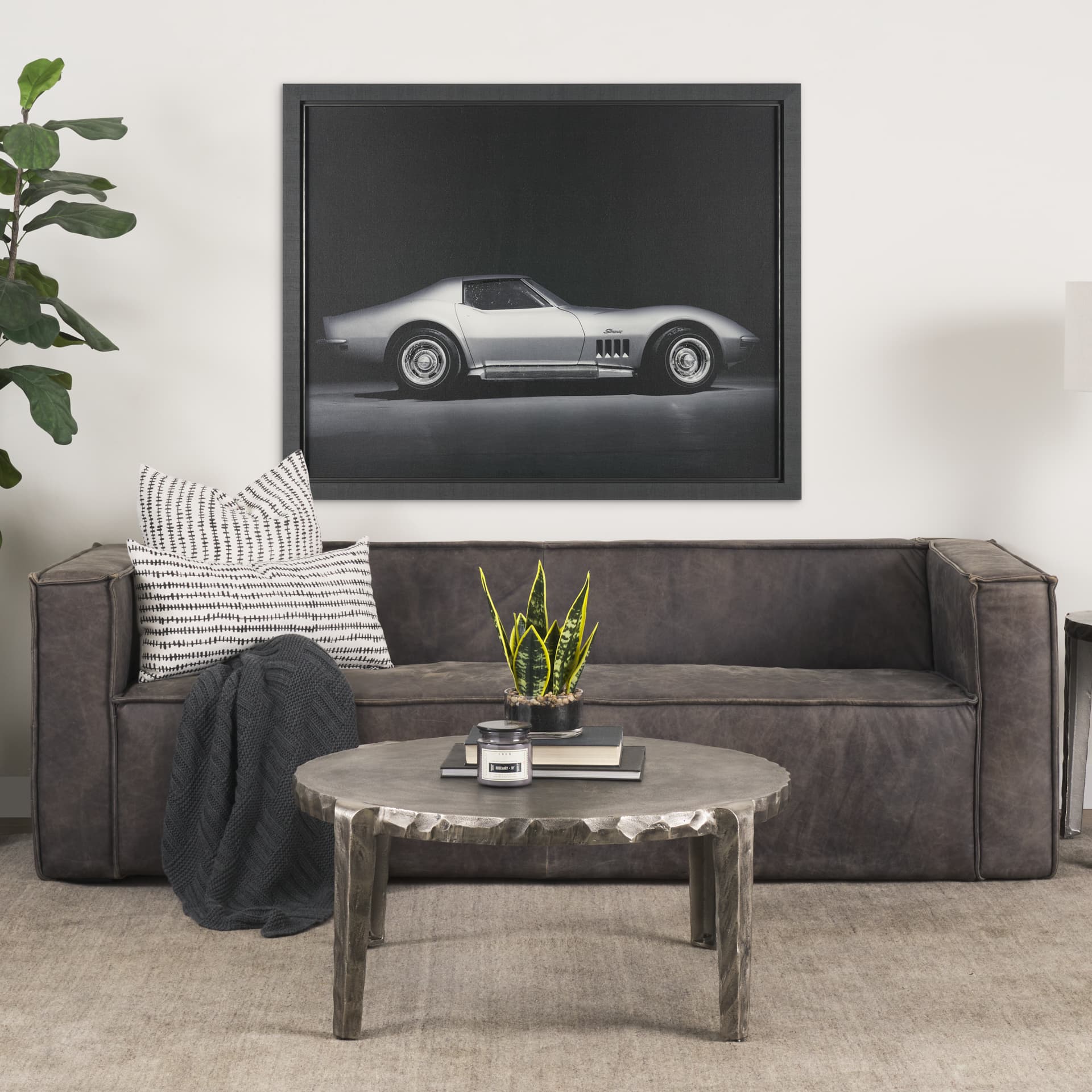Corvette Stingray by Tal Paz-Fridman Framed Art Print under Glass — in a styled room