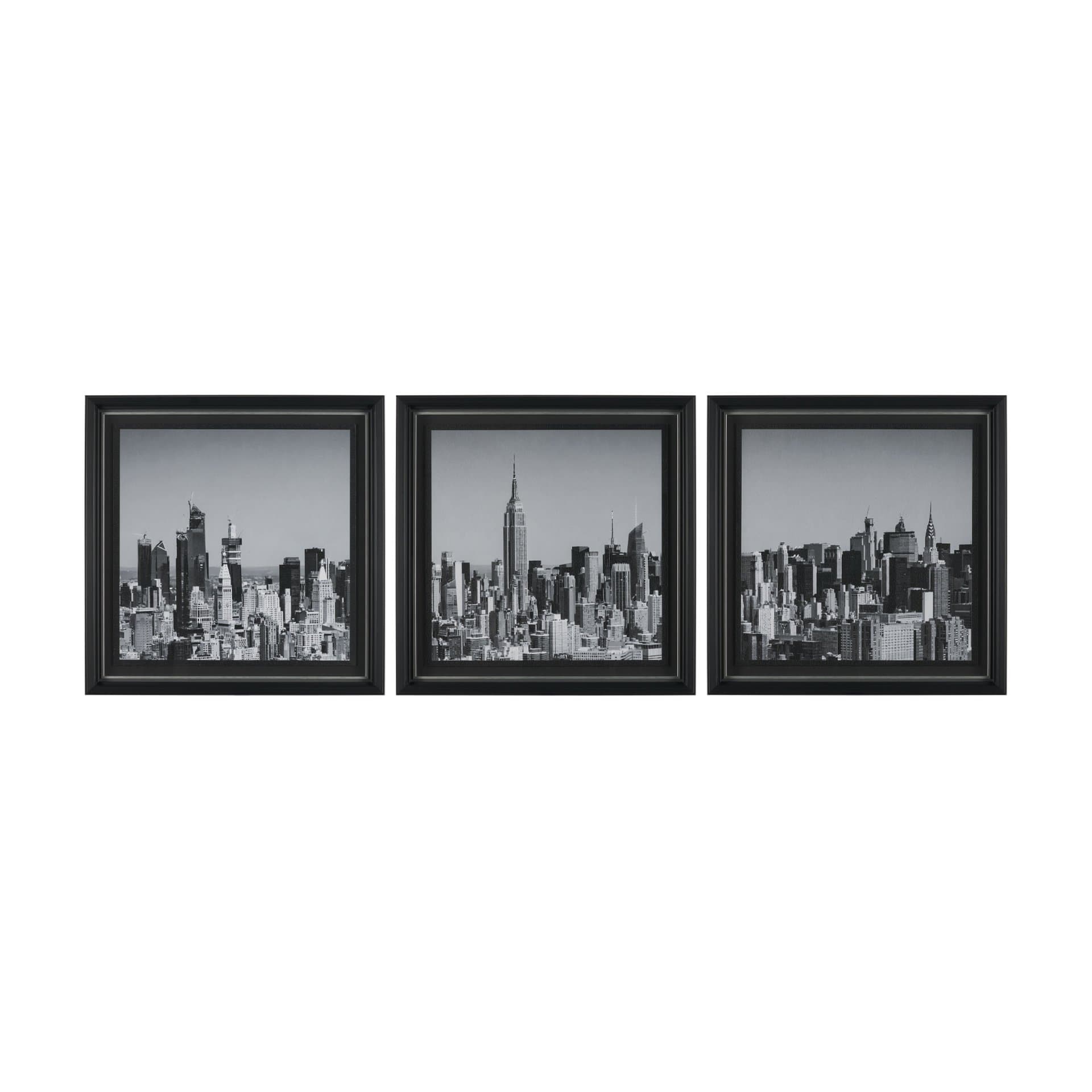 Midtown Manhattan Skyline (Set of 3) by Richard Silver Textured Framed Art Print Matted under Glass — product photograph