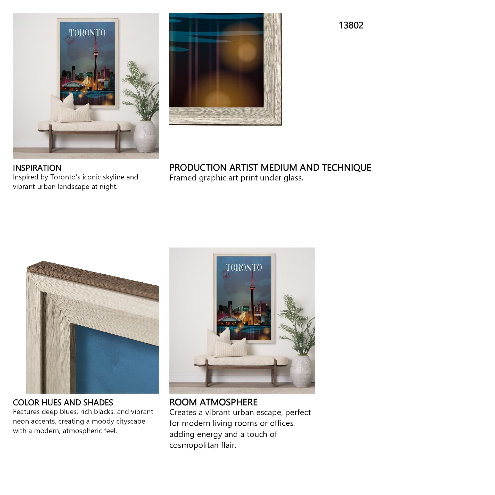 Toronto Go Canada (XL) by Mercana Studio a Hand Embellished Decograph Framed Art Print under Glass — in a styled room