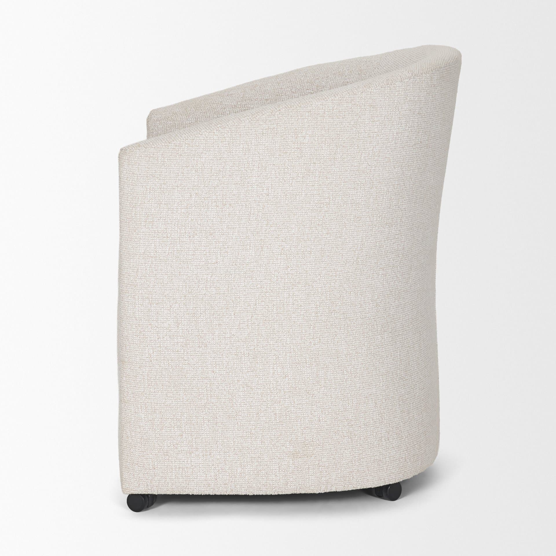 Sondra Barrel Back Dining Arm Chair | Cream Fabric w/ Wood — product photograph