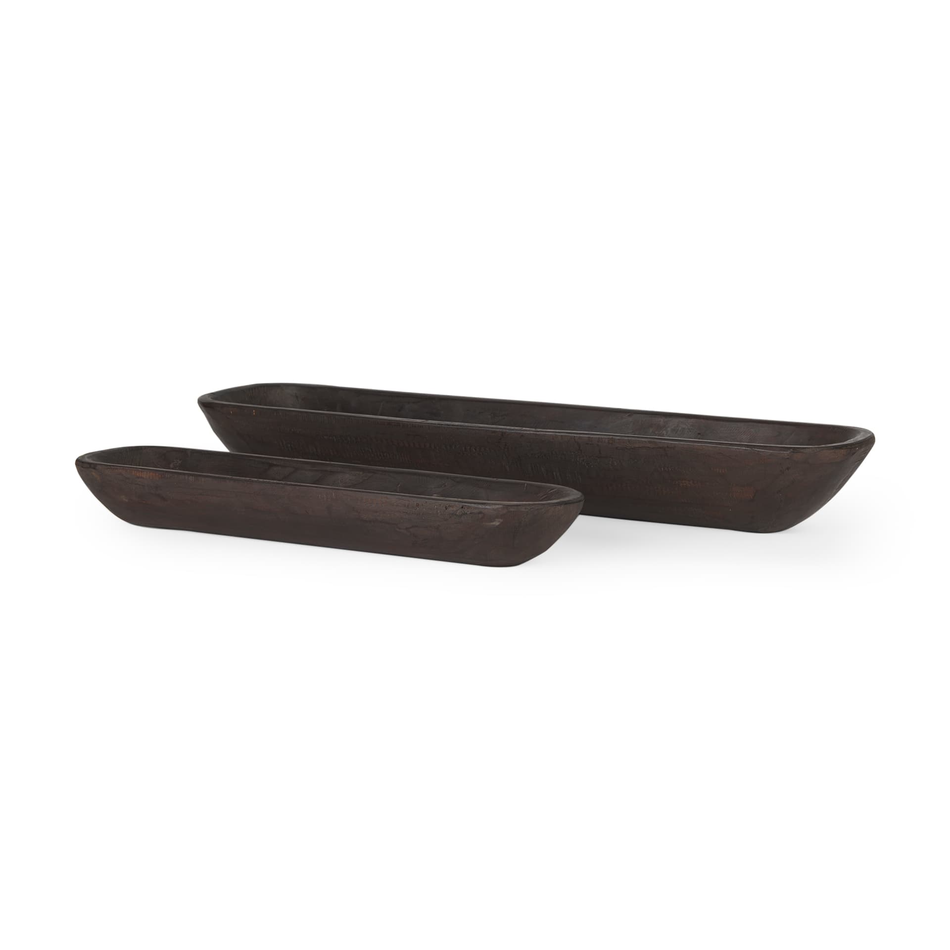 Athena Set of 2 Extra Large Black-Brown Reclaimed Wood Trays — product photograph