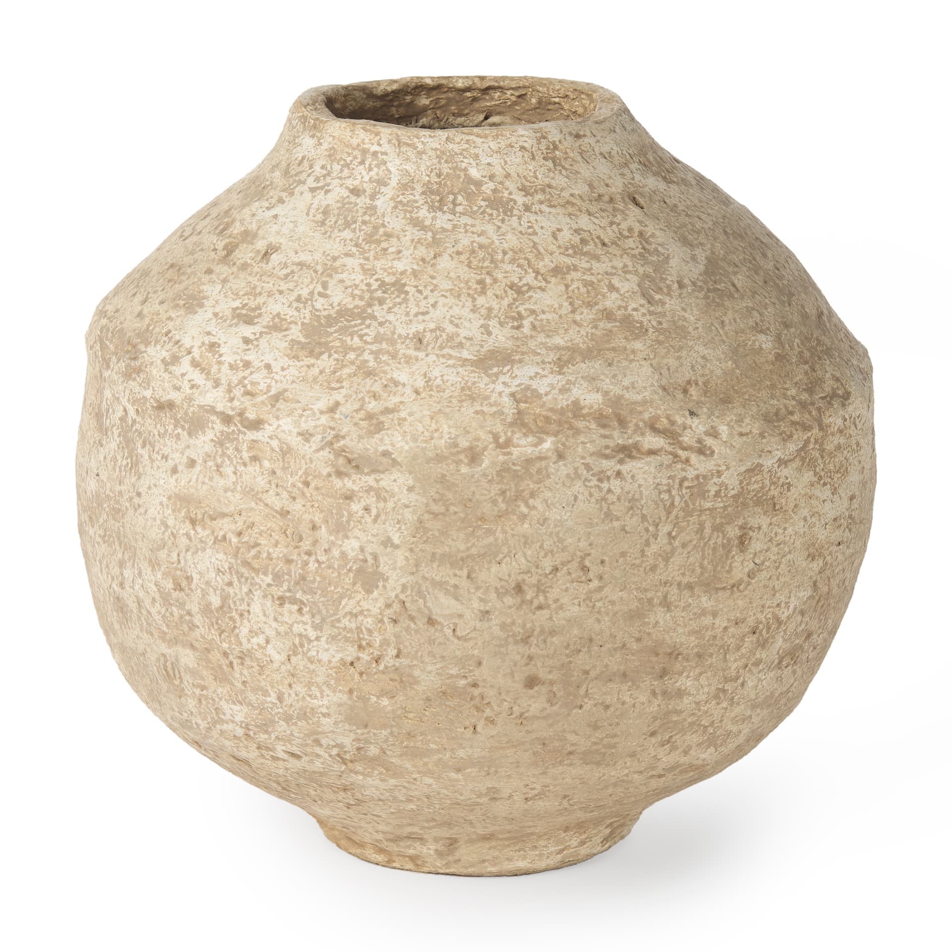 Ritu Large Beige Paper Mache Pot Vase — product photograph