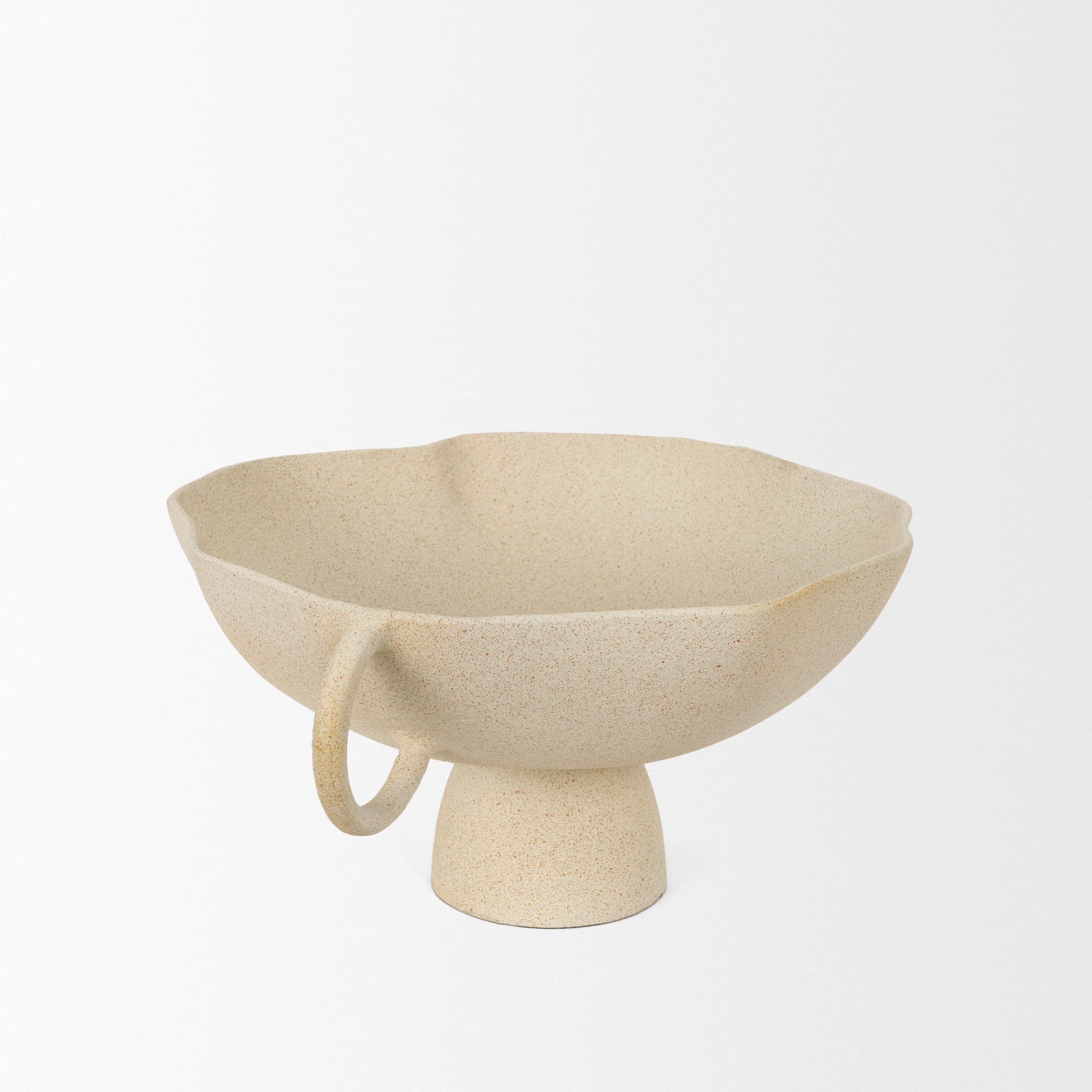 Radka Beige Textured Large Metal Decorative Bowl — product photograph