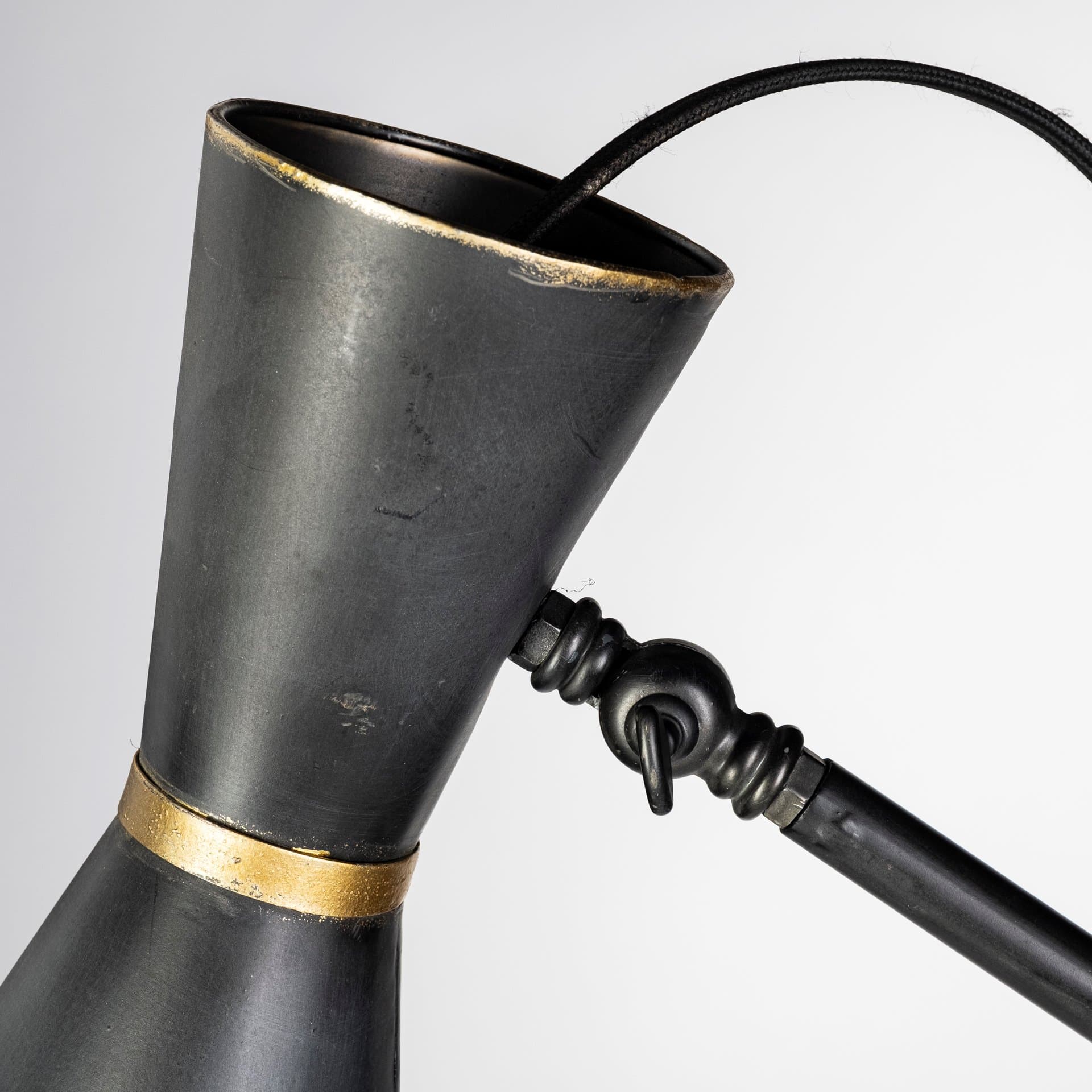 Eris III (58.3"H) Black/Brass Metal Cone Shade Floor Lamp — product photograph