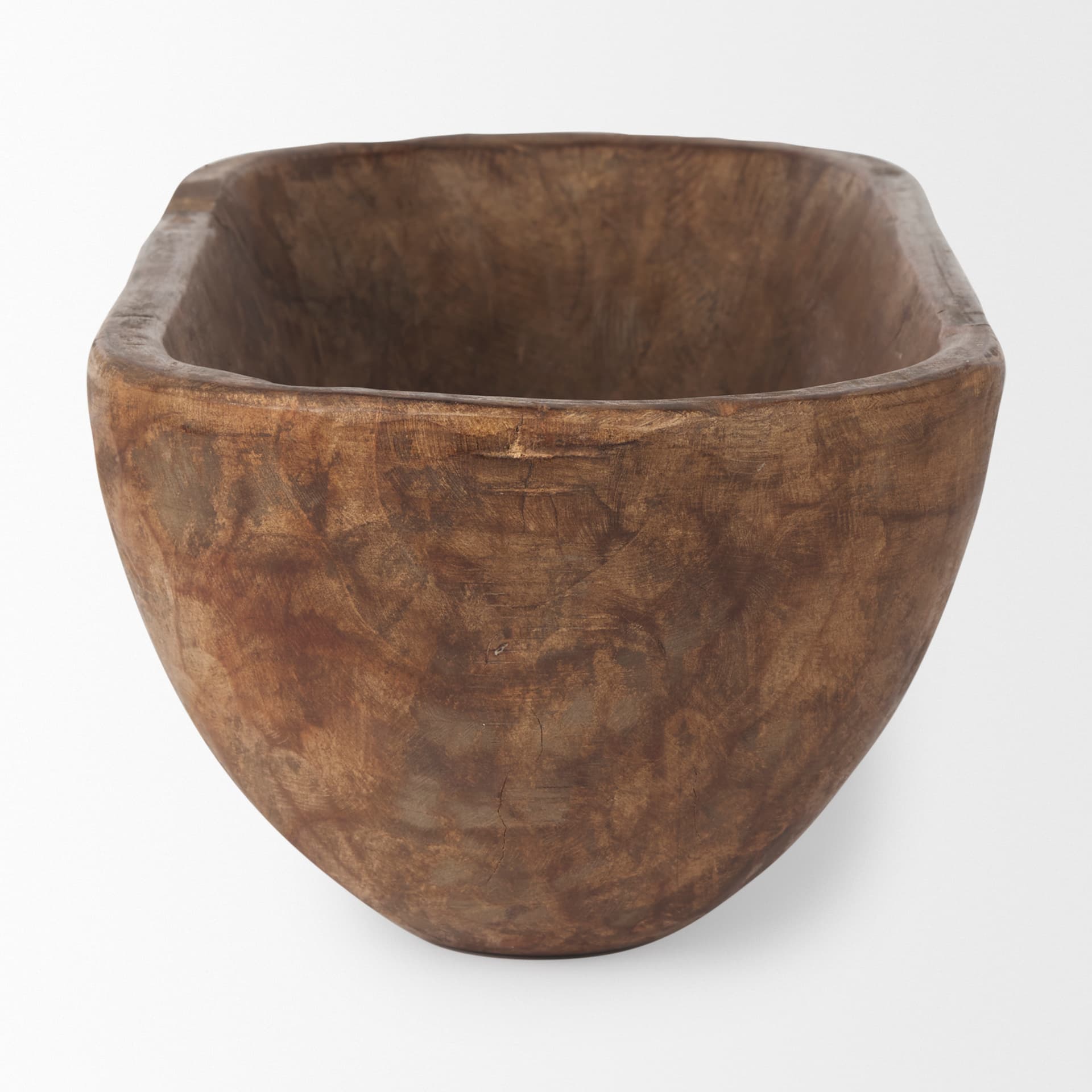 Athena Extra Large Oblong Medium Brown Reclaimed Wood Bowl — product photograph
