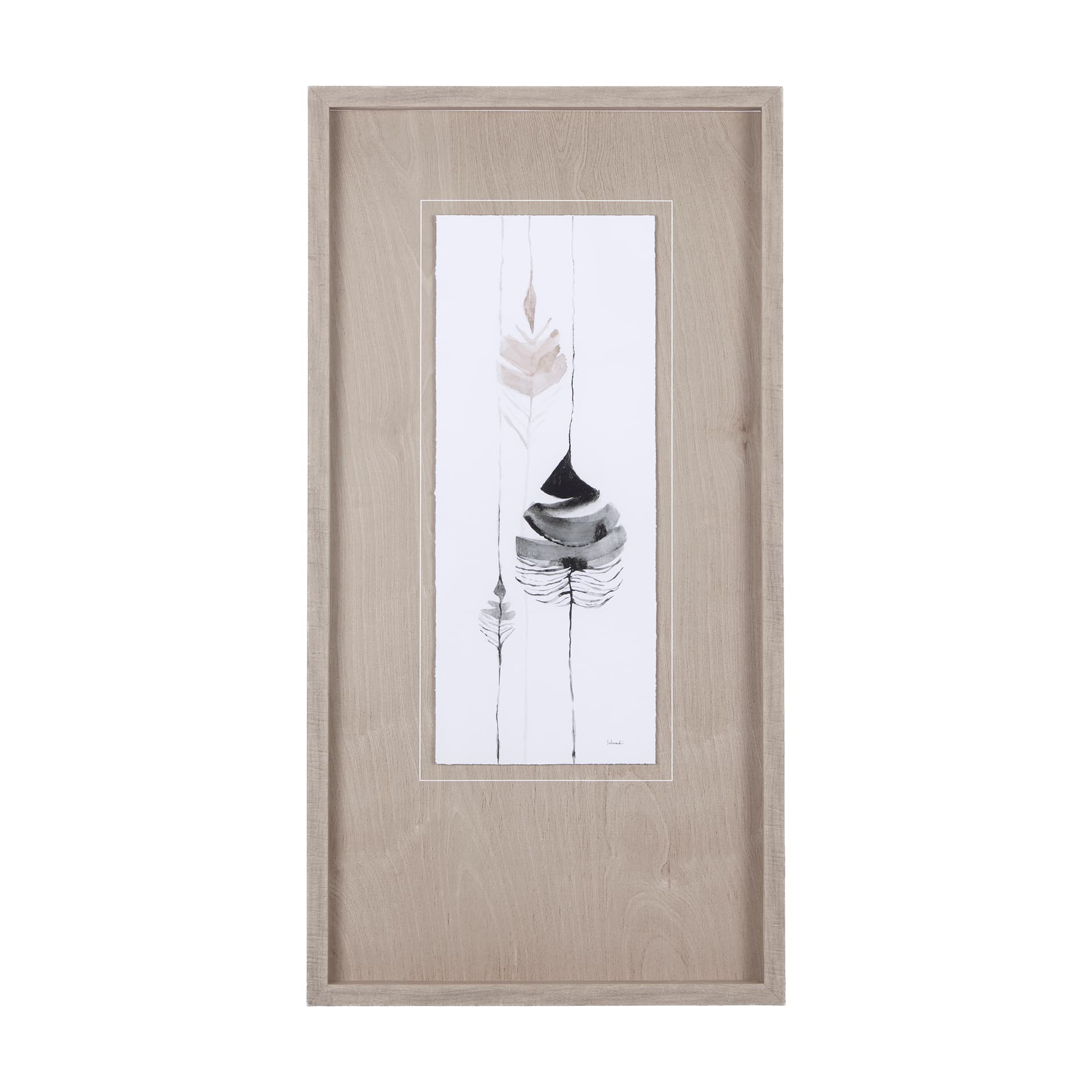 Feather Collection by Mercana Studio a Hand Embellished Textured Framed Art Print Matted under Glass — product photograph