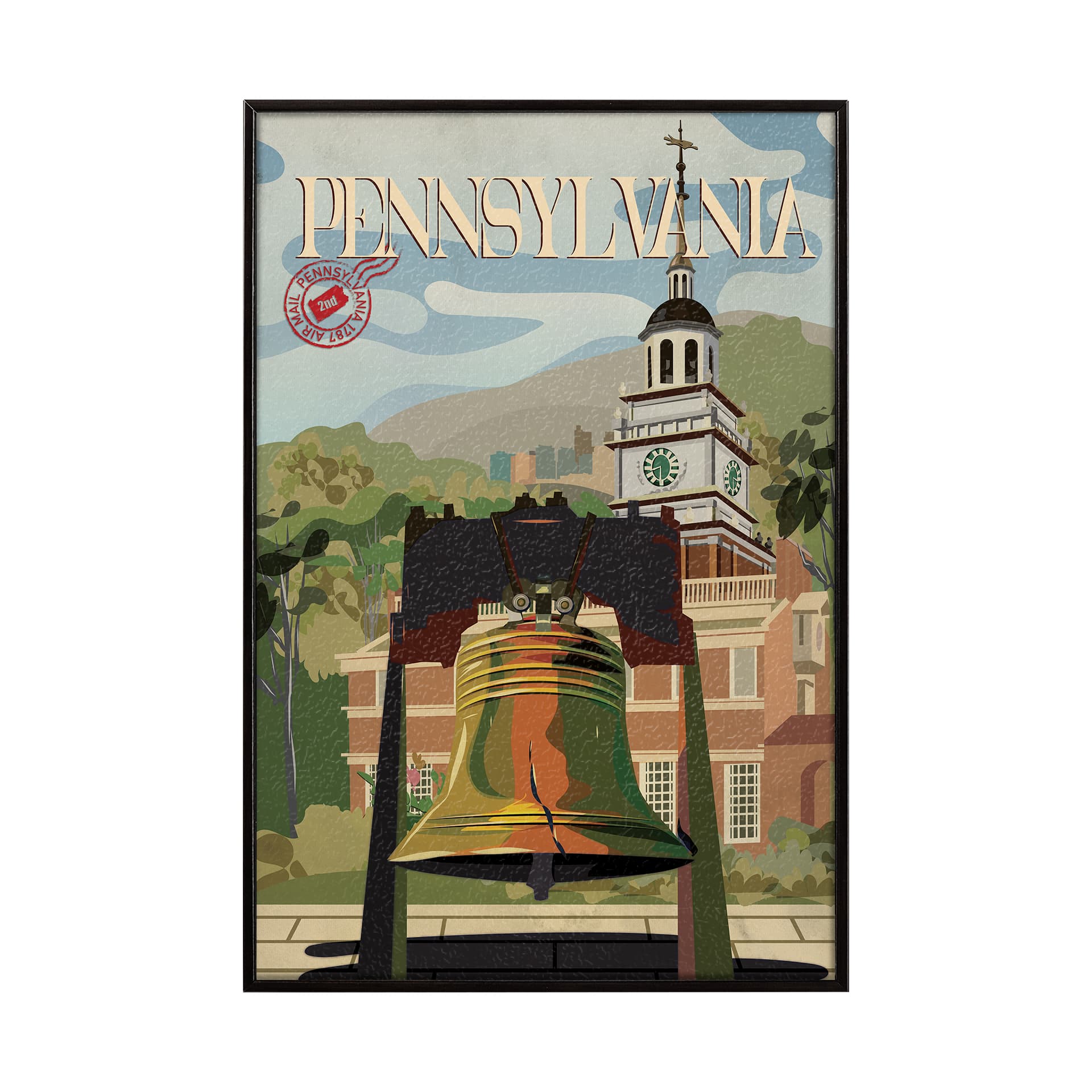 Pennsylvania Go USA (SM) by Mercana Studio a Hand Embellished Decograph Framed Art Print — product photograph