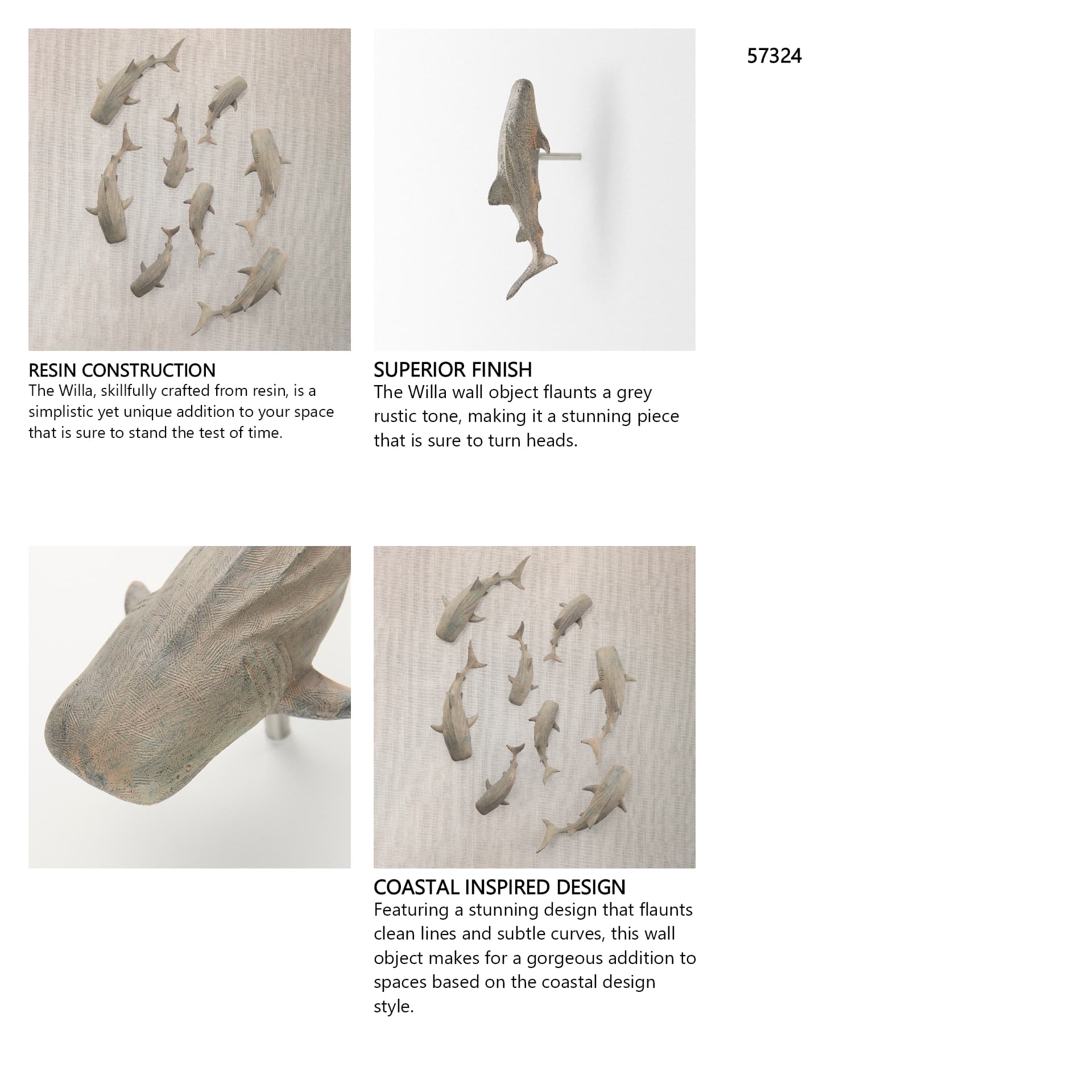 Willa Small Whale Shark sculpture — in a styled room