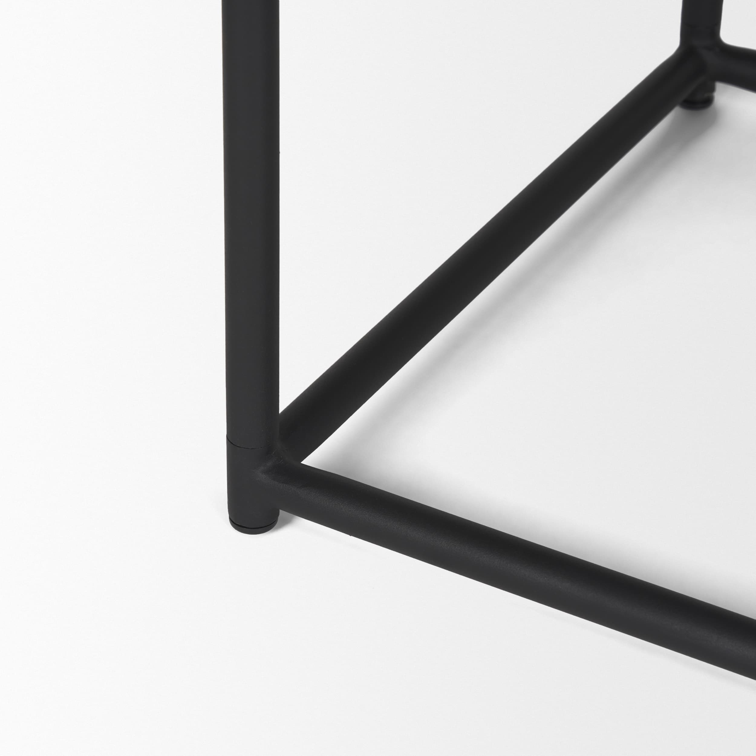 Taniel Black Leather w/ Black Metal Stool — product photograph