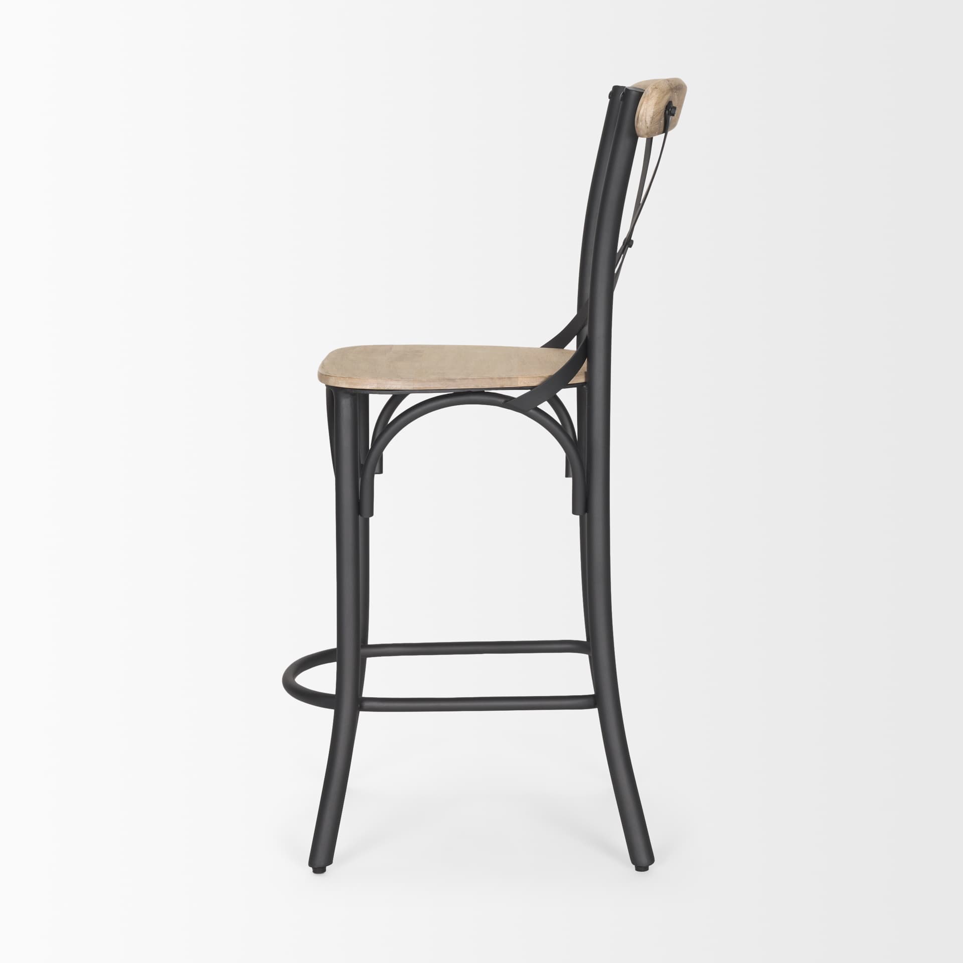 Etienne Low Back 26.25in Seat Counter Stool | Light Brown w/ Metal — product photograph