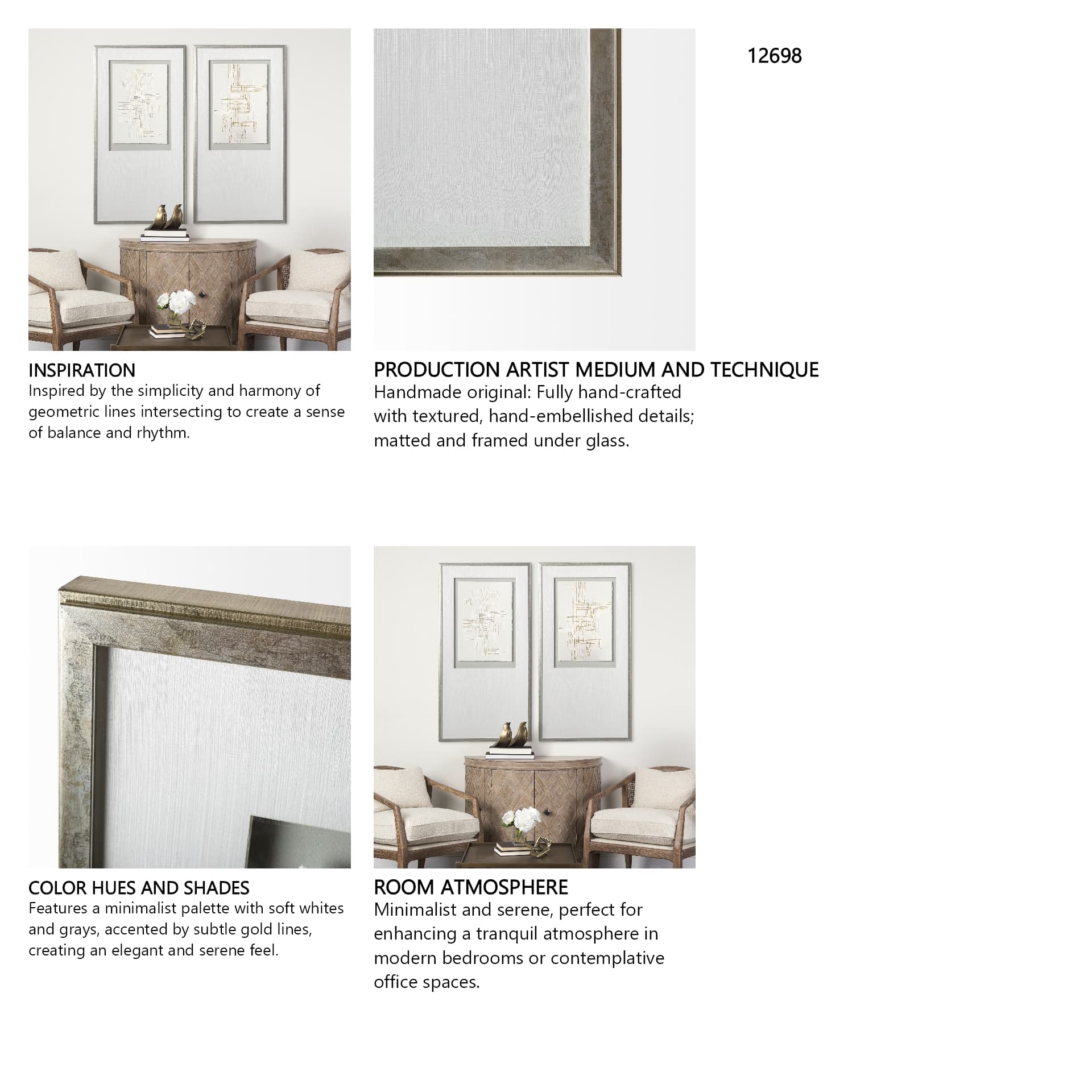 Stave I by Studio M a handmade Original Framed Artwork under Glass — in a styled room
