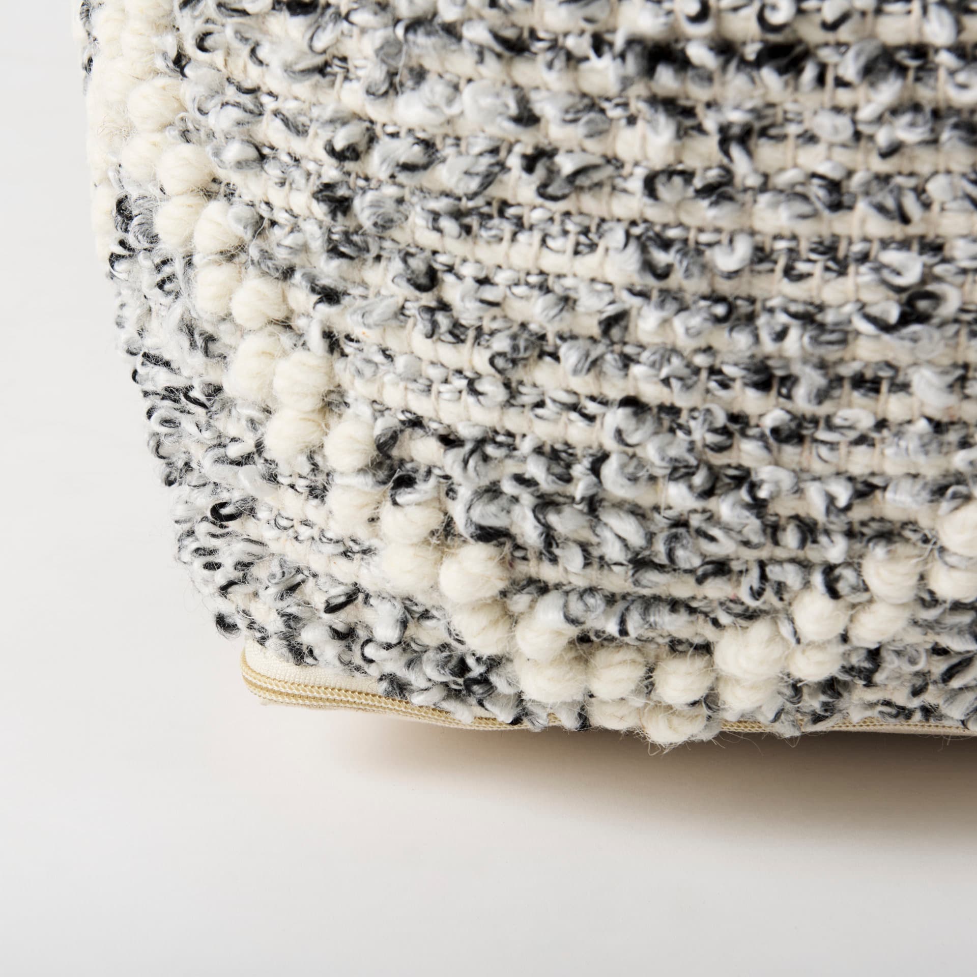 Ekiya 16.0L x 16.0W x 16.0H Black/White Yarn and Wool Patterened Pouf — product photograph