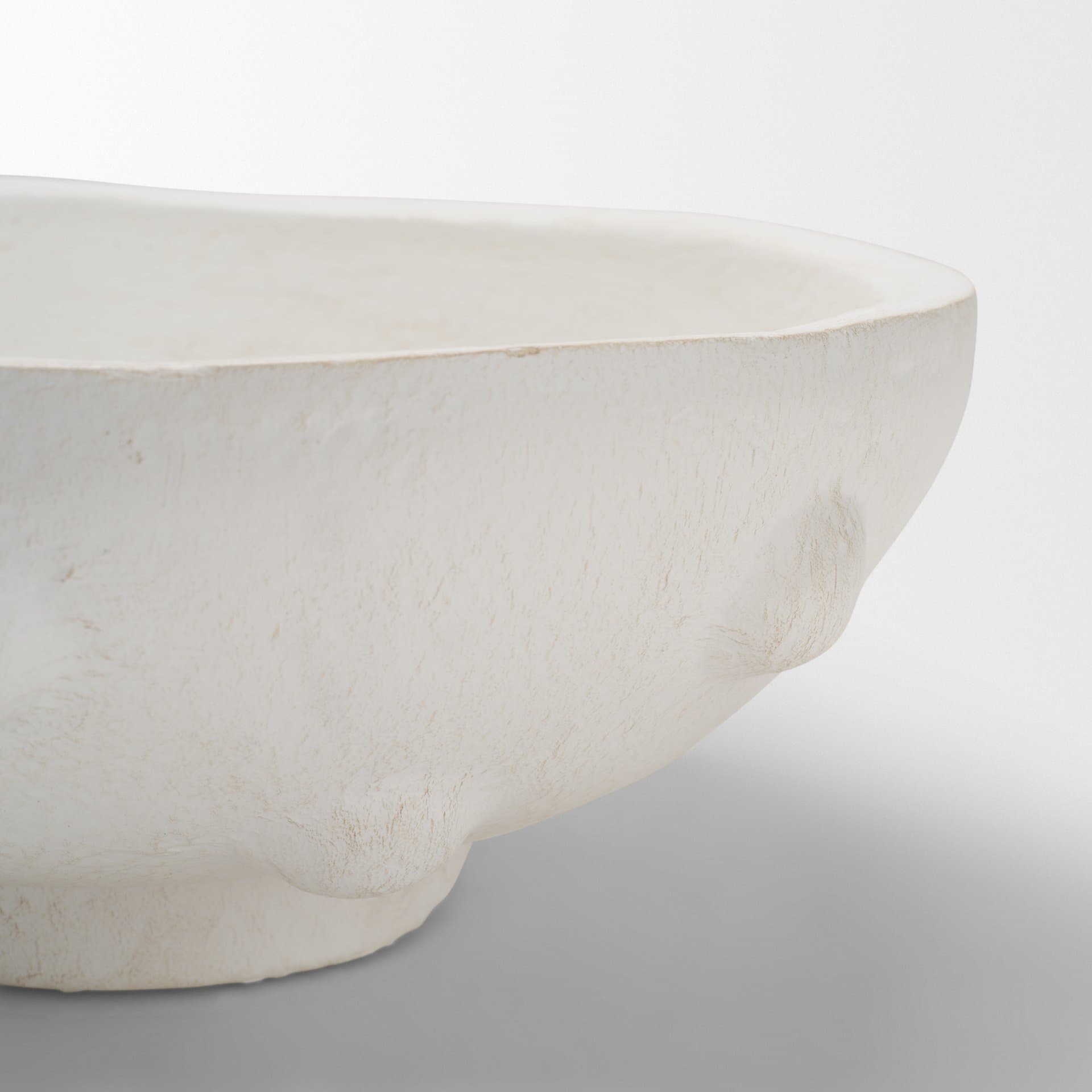 Punto Small White Paper Mache Dotted Centerpiece Bowl — product photograph