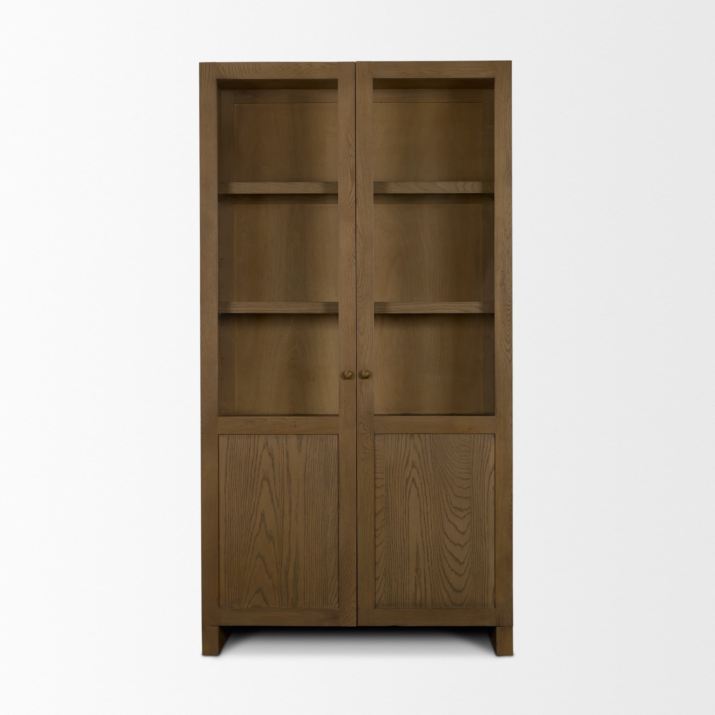 Henry Dark & Light Brown Oak Wood w/ Glass Doors Curio Cabinet — product photograph