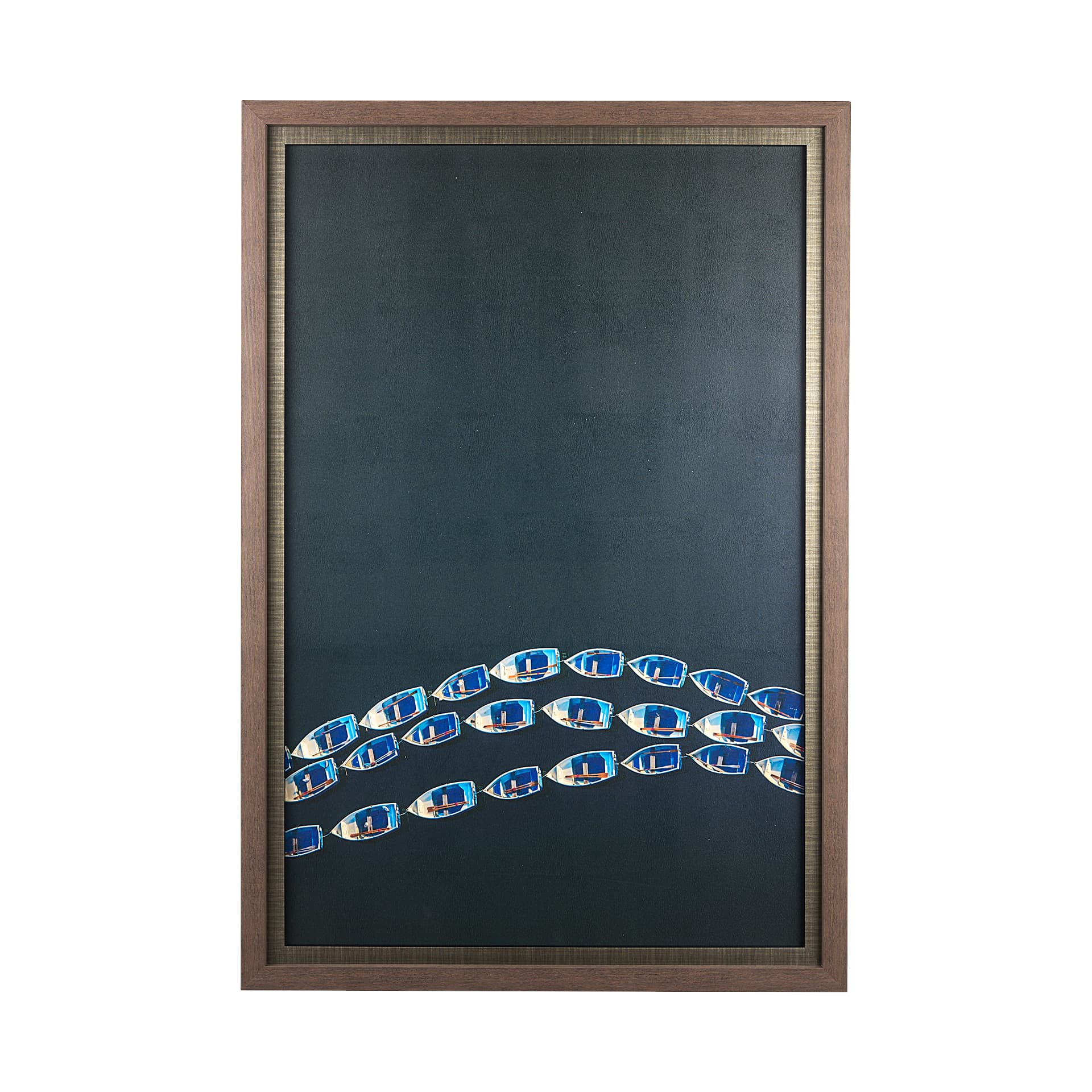 Sitting Boats by Mercana Studio a Hand Embellished Textured Framed Photo Art Print Matted under Glas — product photograph