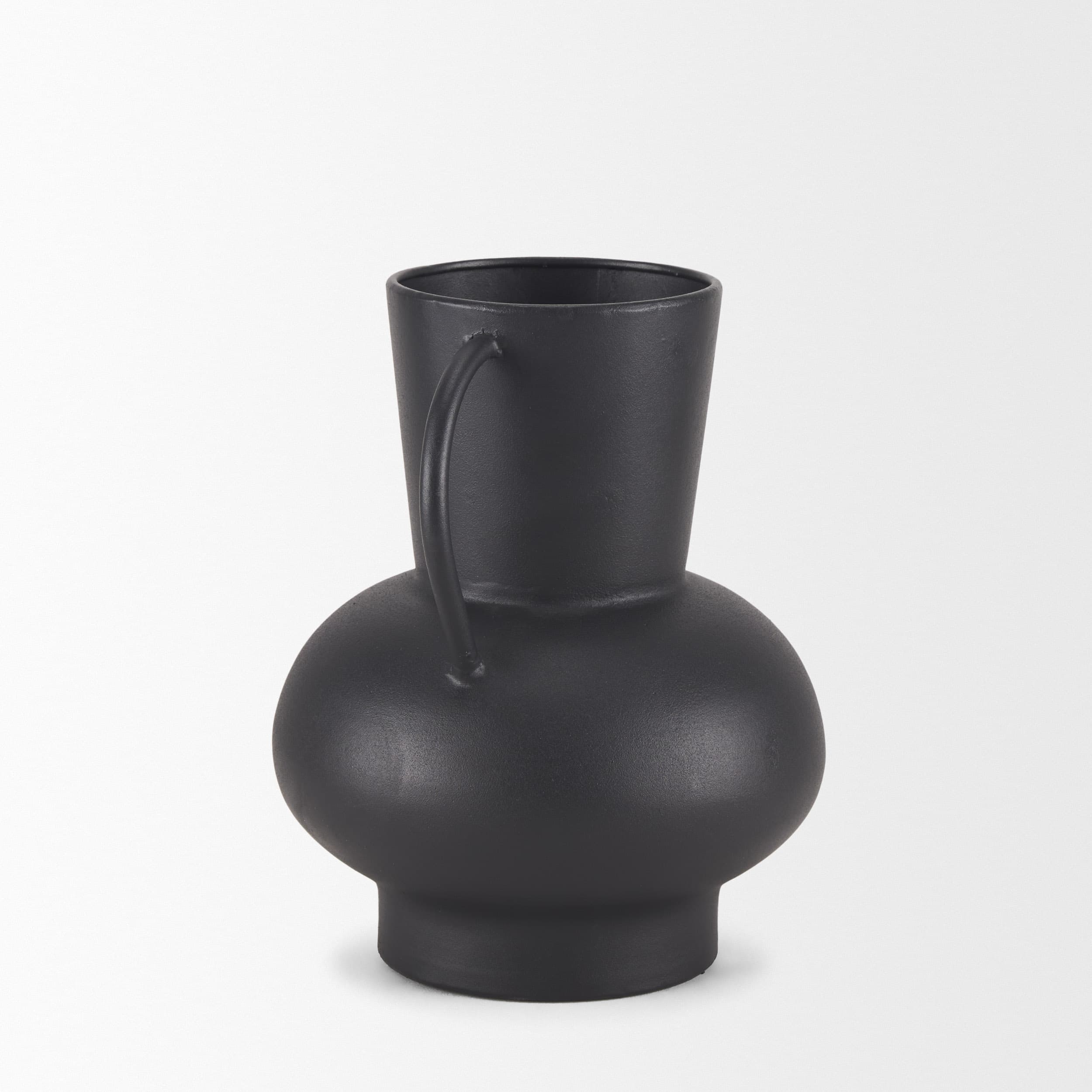 Tasya Small Matte Black Metal Vase — product photograph