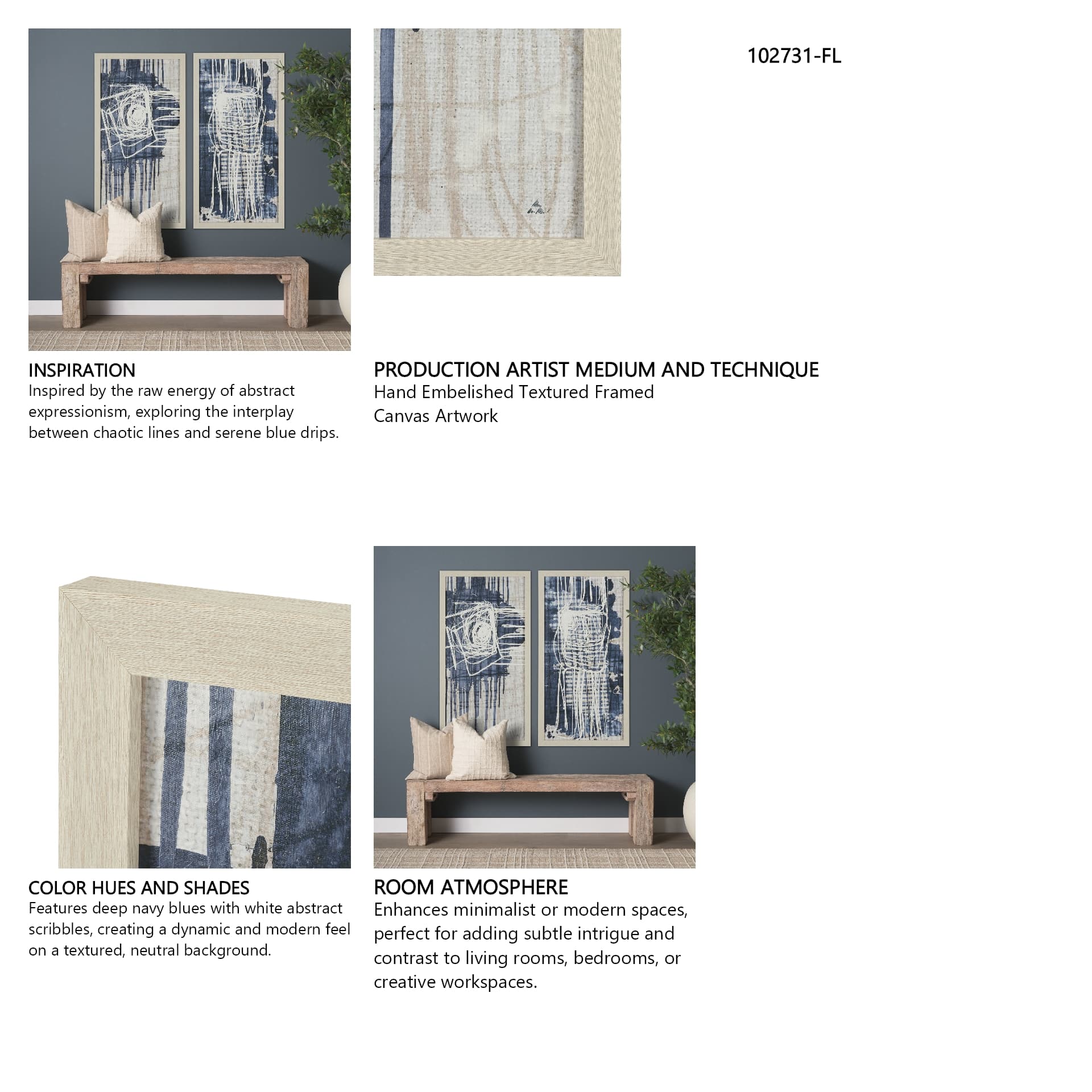 Intuition II by Mercana Studio Hand-Embellished Textured Framed Canvas Artwork — in a styled room