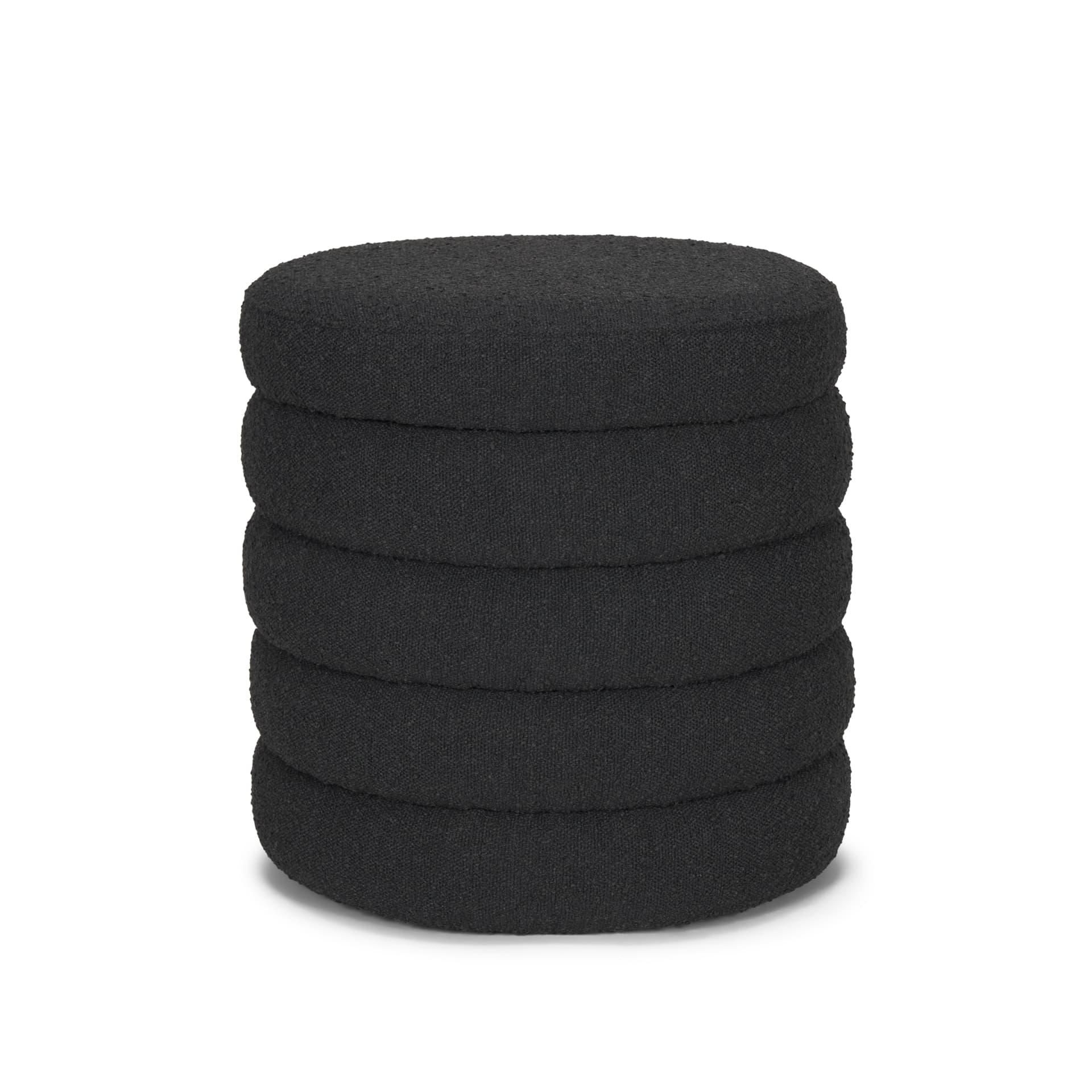 Elise Black Boucle Upholstered Storage Ottoman — product photograph