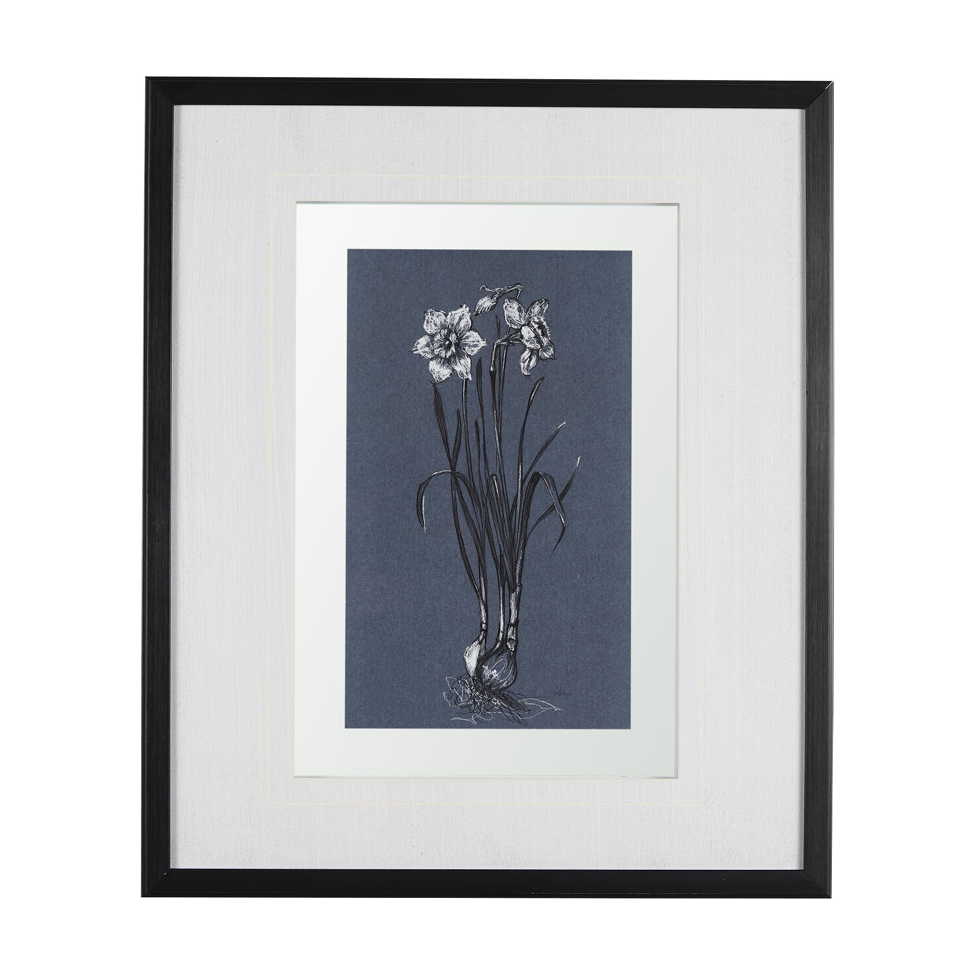 Botanical sketches II (Blue) by Mercana Studio Hand Embellished Framed Art Print Matted under Glass — product photograph