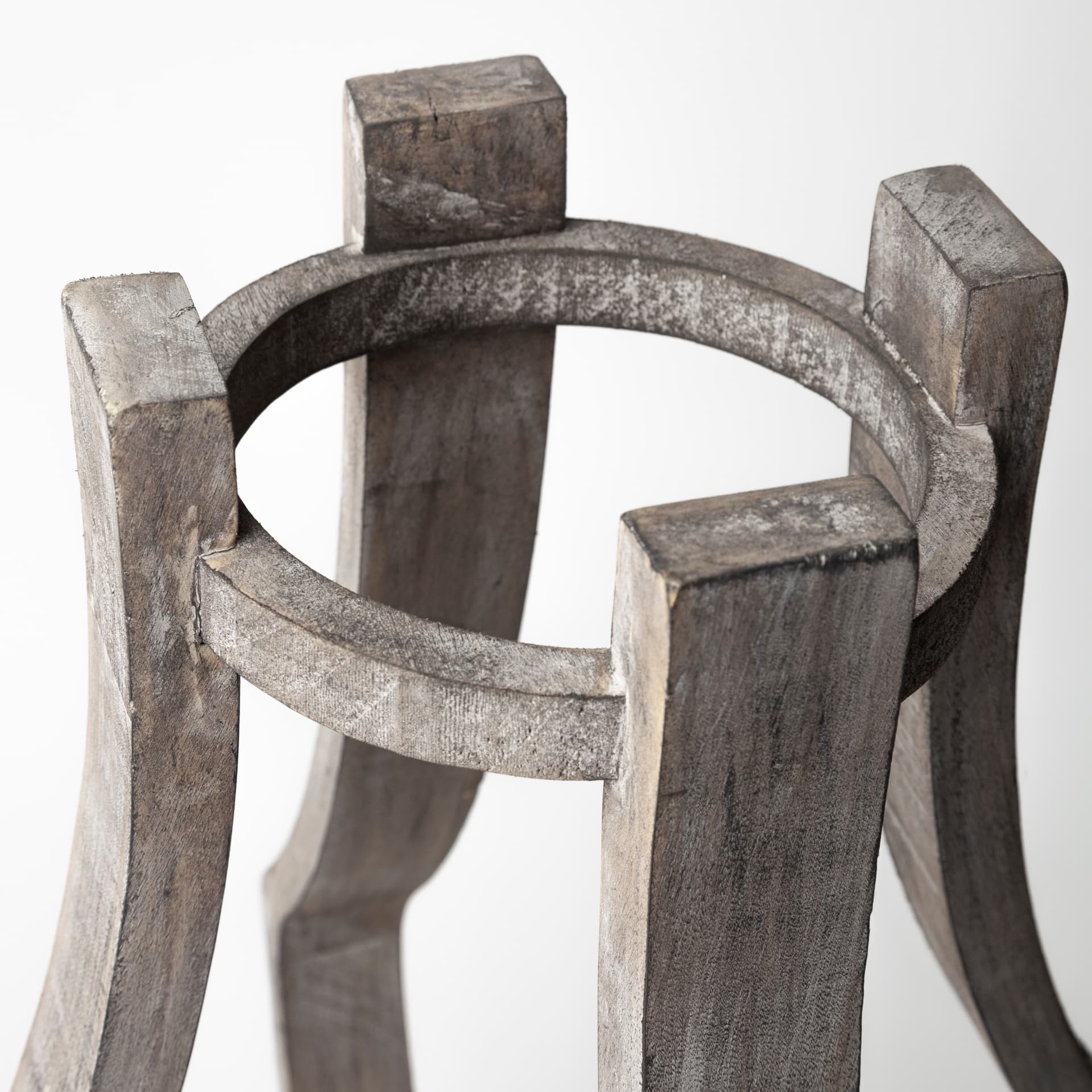 Brillion Large Rustic Wood Metal Table Candle Holder — product photograph