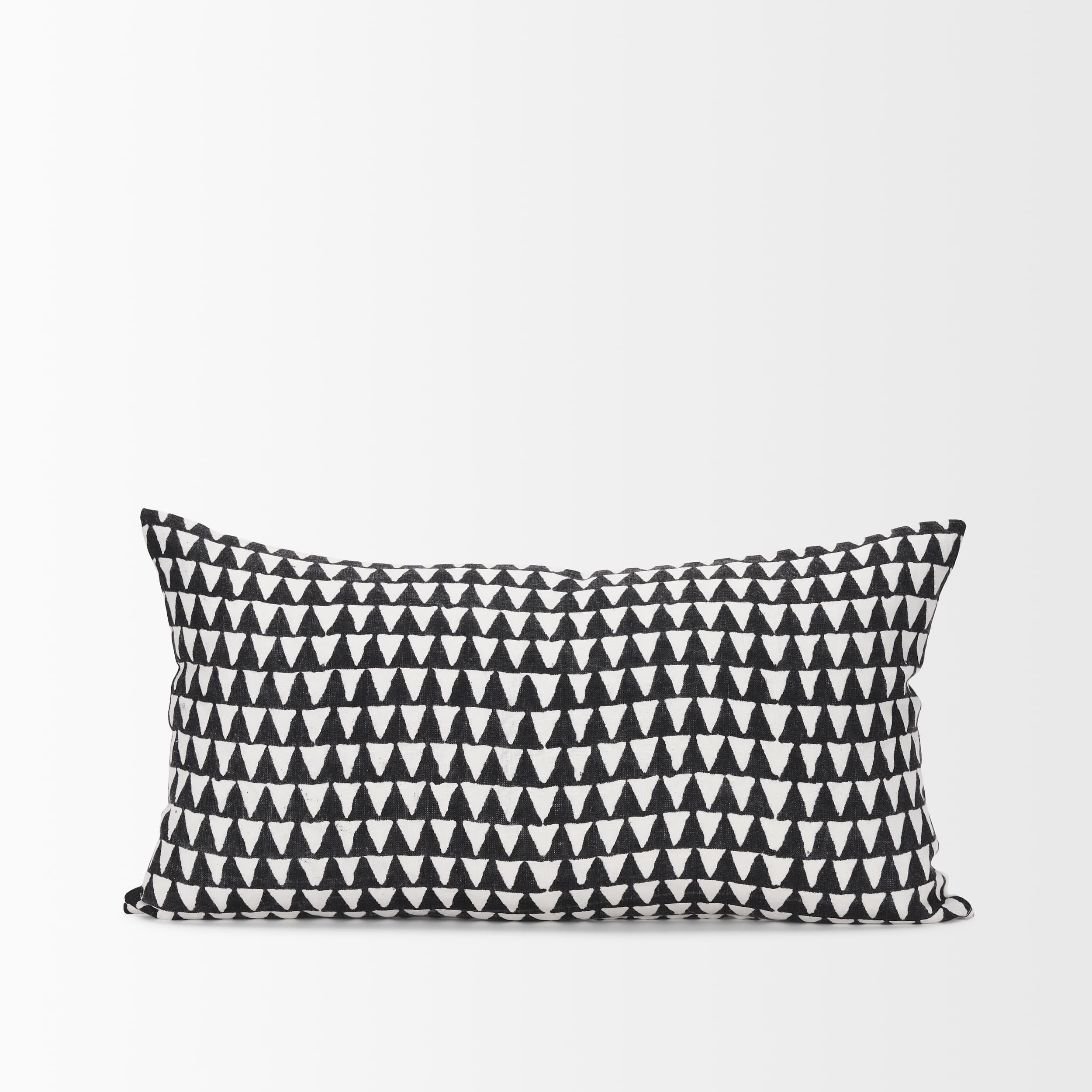 Jolie Cream w/ Black Print Linen Lumbar Pillow Cover — product photograph