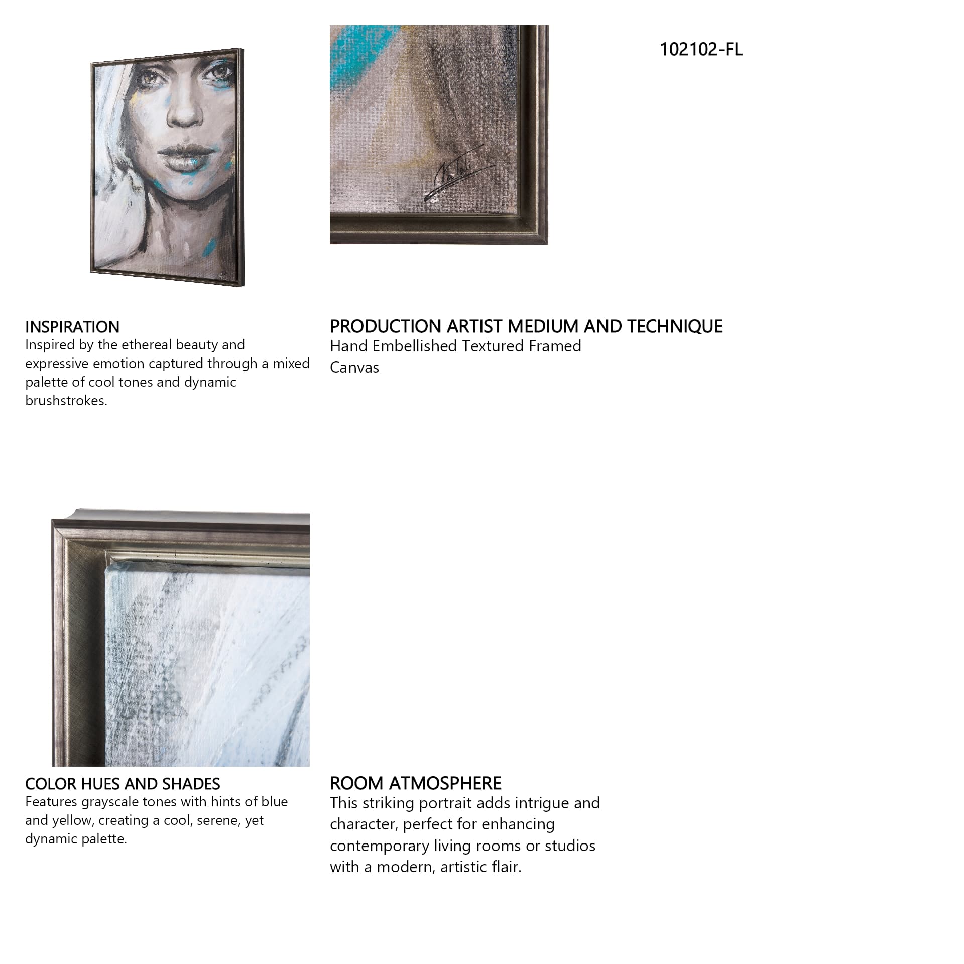 Unity III Woman (FL) by Mercana Studio a Hand Embellished Textured Framed Canvas — in a styled room