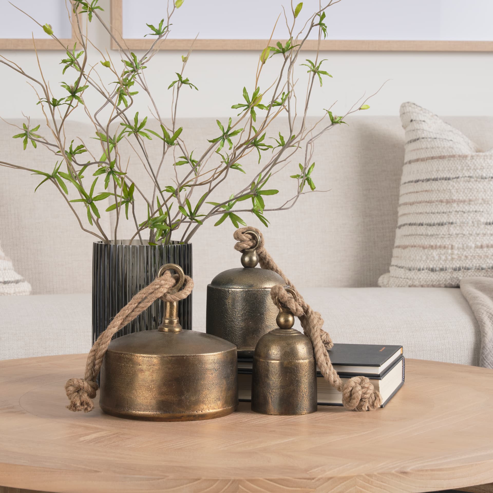 Quincy Medium Gold Metal Decorative Bell Object — product photograph