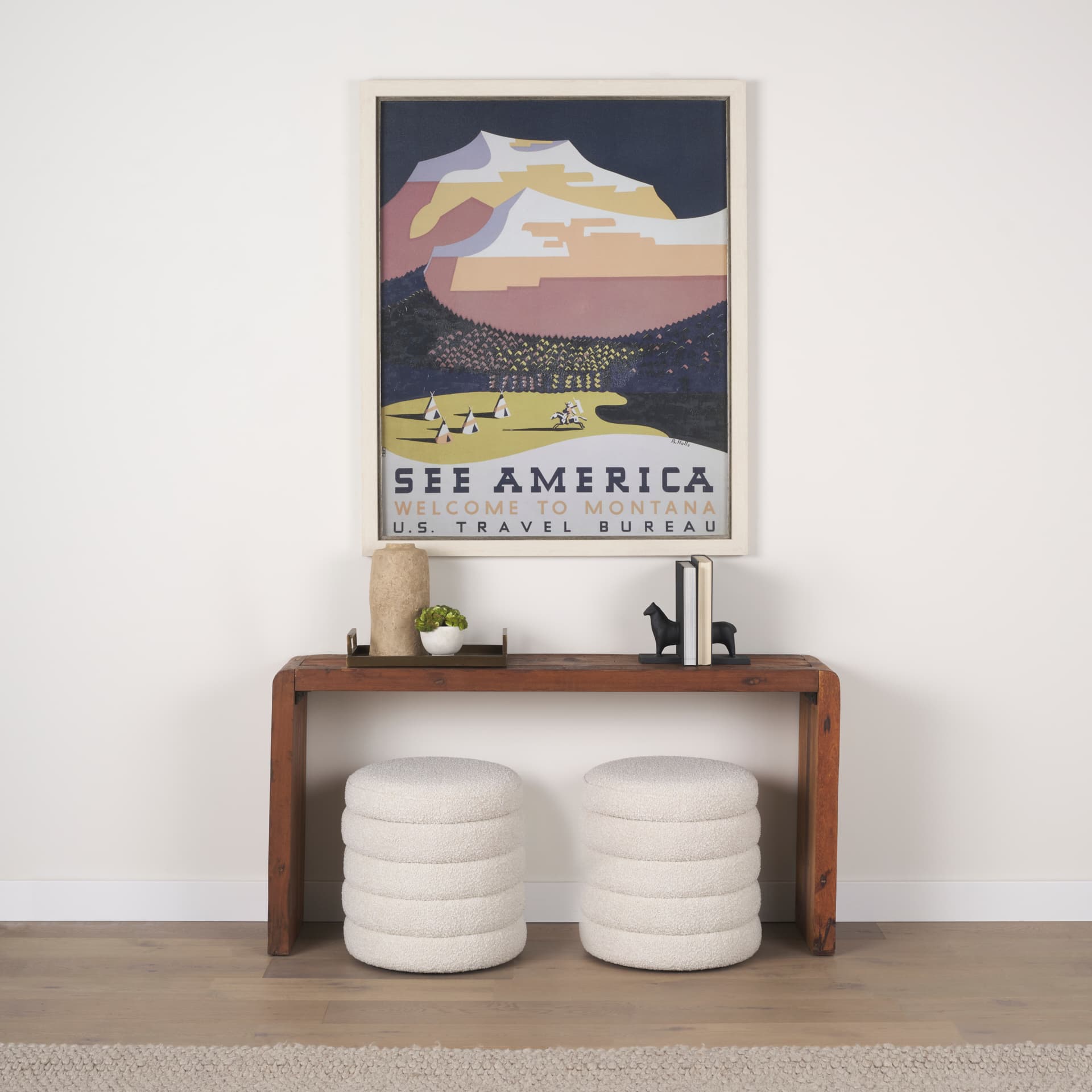 See America by Vintage Collection a Hand Embellished Textured Framed Art Print — in a styled room