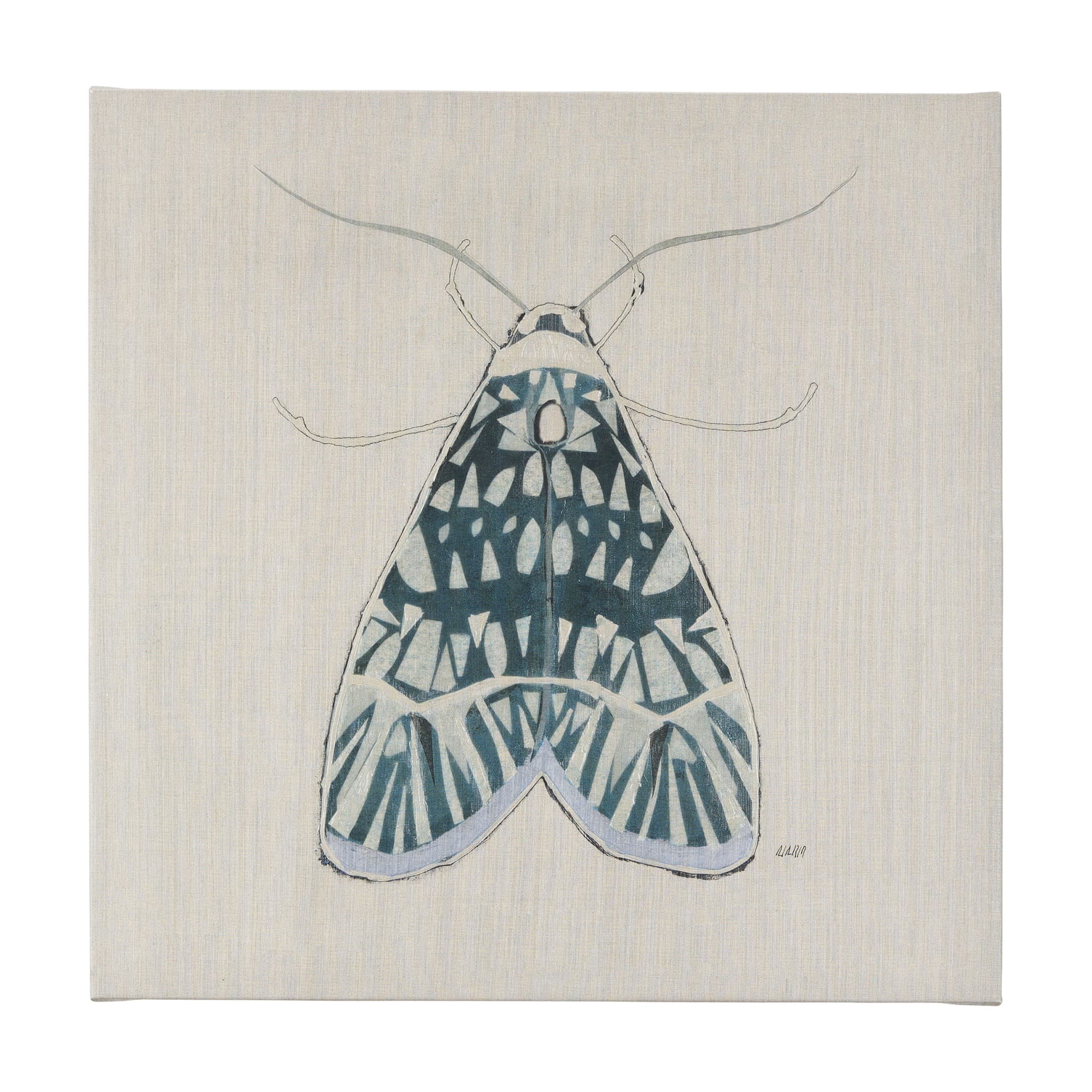 Moth Blue I by Mercana Studio a Hand Embellished Textured Canvas — product photograph