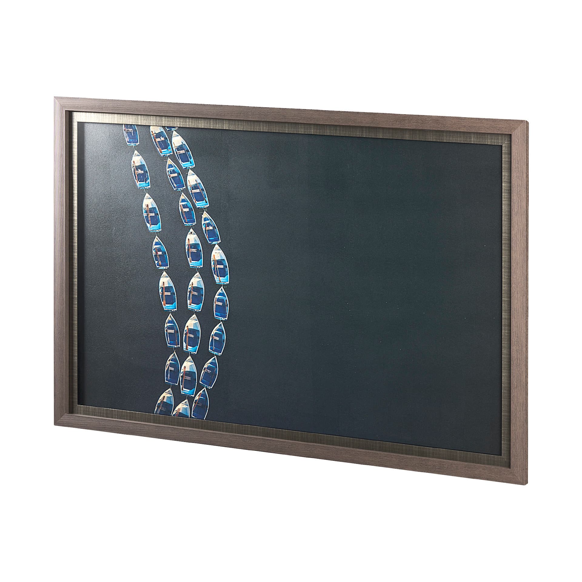 Sitting Boats by Mercana Studio a Hand Embellished Textured Framed Photo Art Print Matted under Glas — product photograph