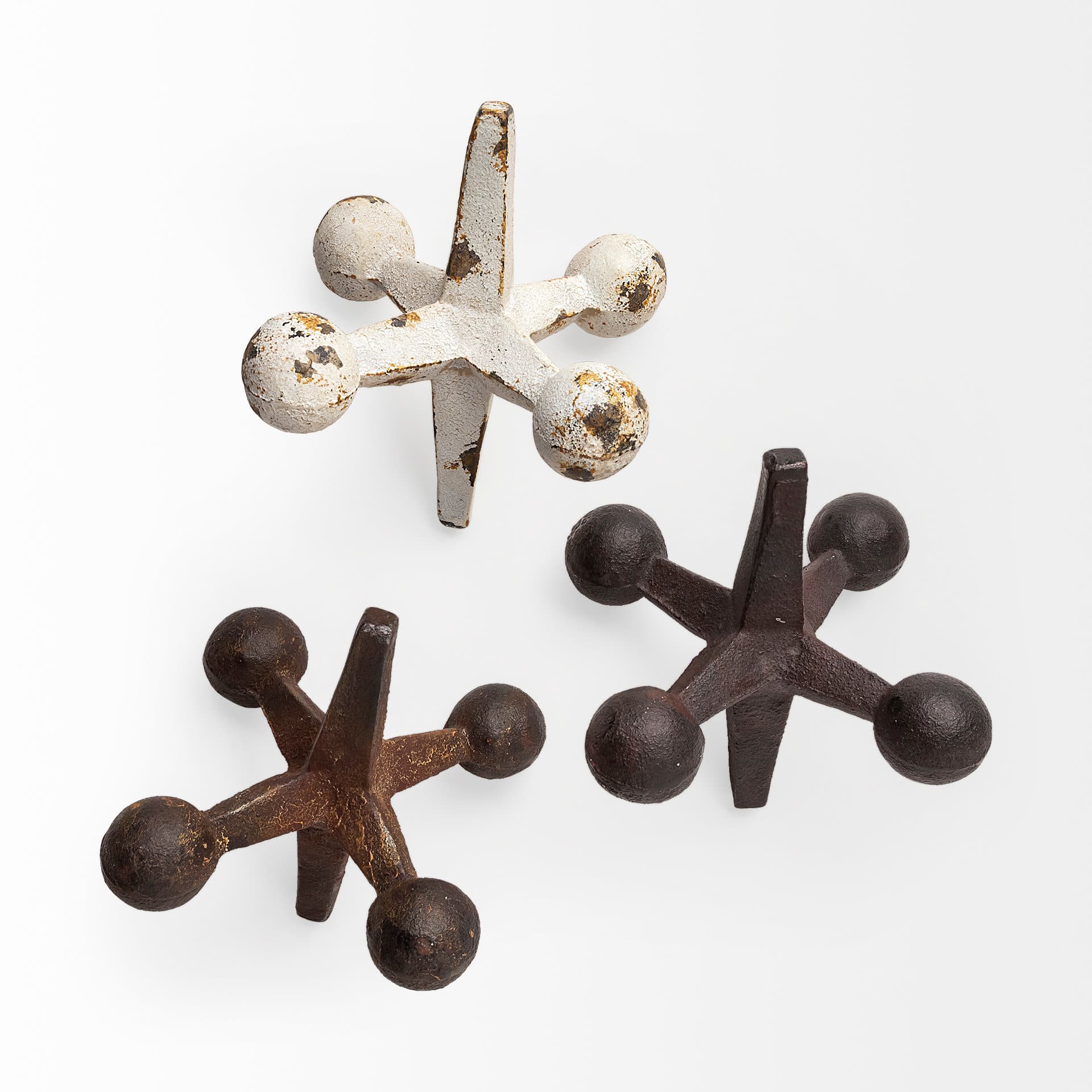 Jax Set of 3 8L x 7W Cast Iron Metal Jacks — product photograph