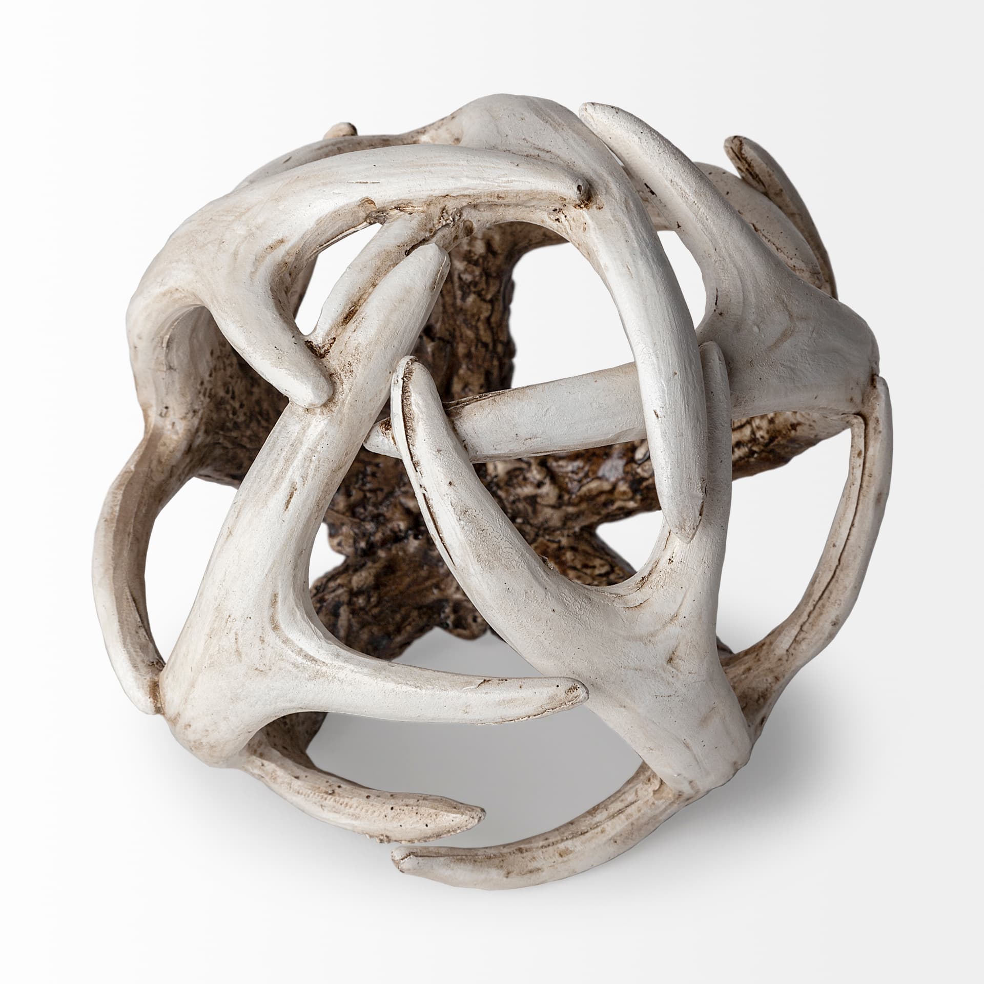 Ramus I (Small) 5L x 5W Brown Antler Shaped Decorative Resin Orb Ball — product photograph