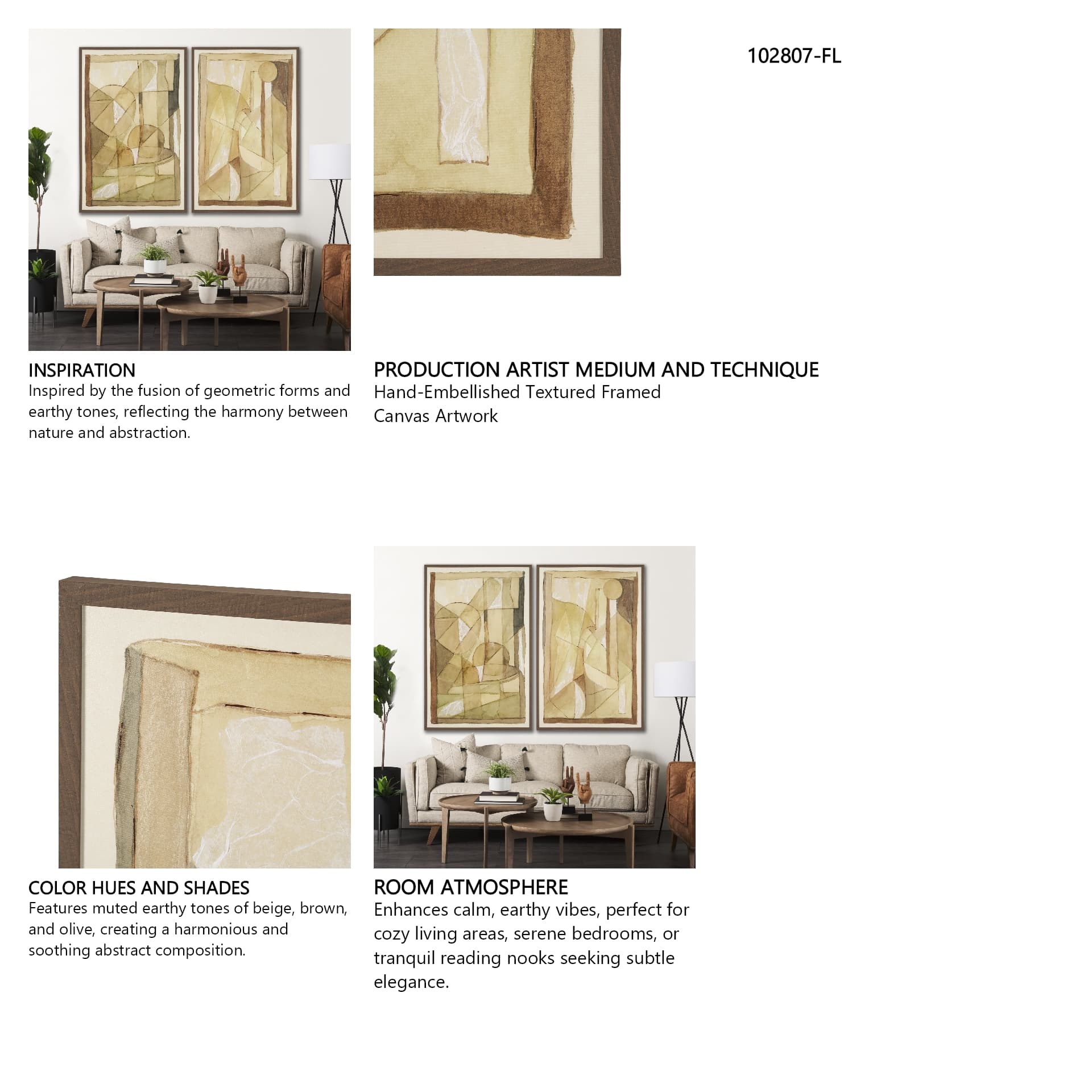 Between Tones I by Mercana Studio Hand-Embellished Textured Framed Canvas Artwork — in a styled room