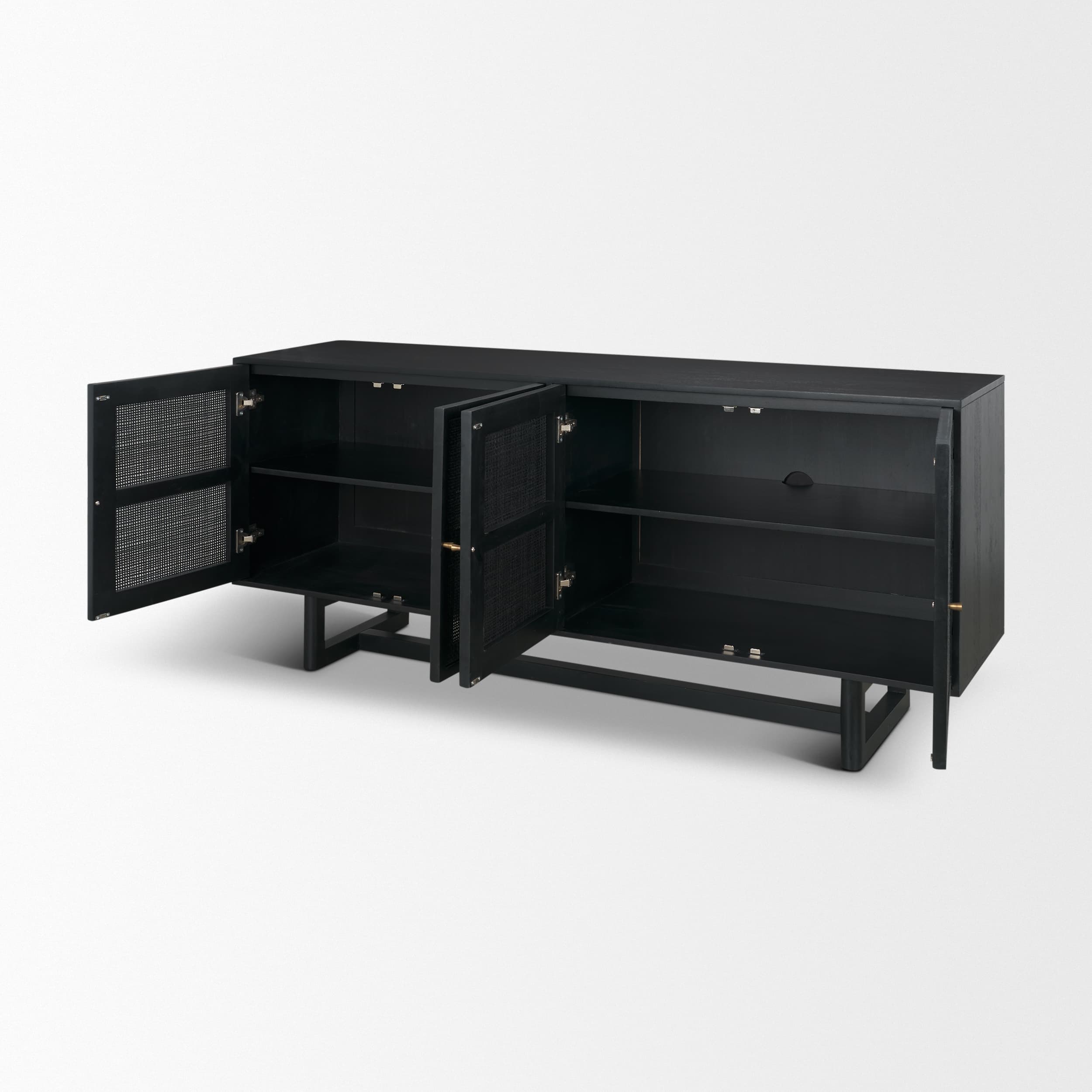 Grier 72" Black Wood W/ Black Cane Sideboard — product photograph
