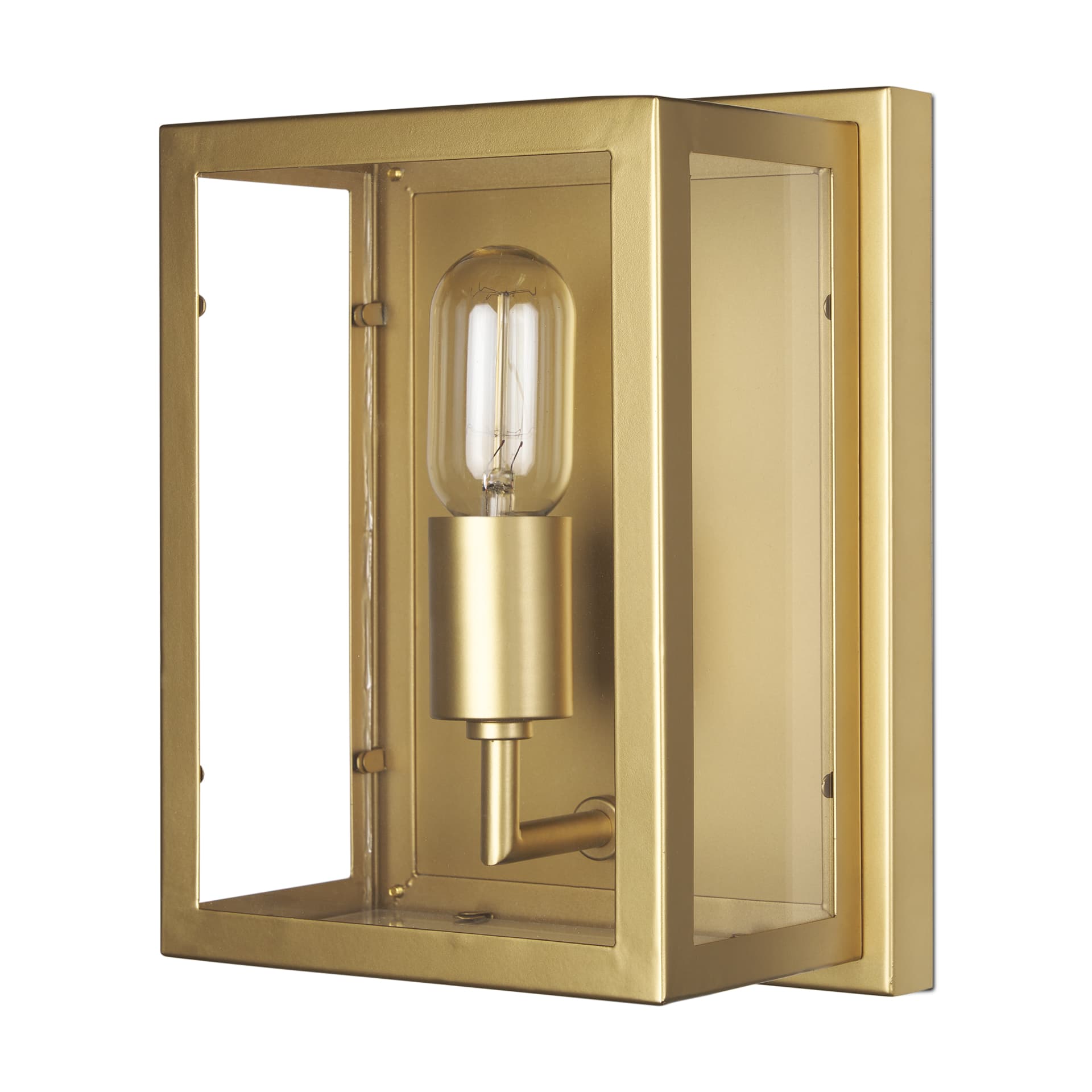 Cairn Brushed Gold Metal w/ Glass 1-Light Wall Sconce — product photograph