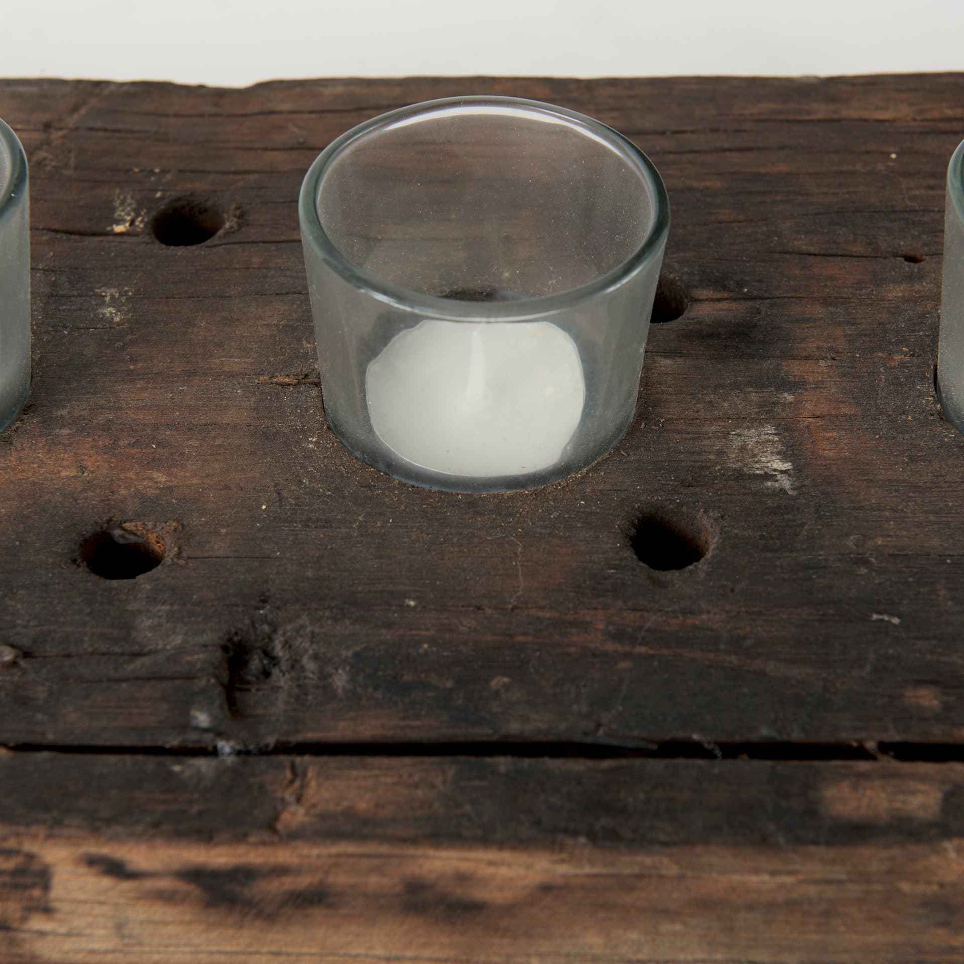 Lakara Reclaimed Wood Eight Tealight Table Candle Holder — product photograph