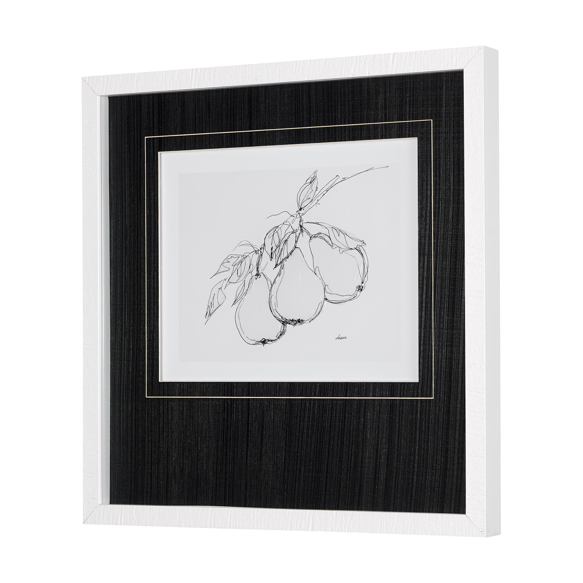 Fruit Sketch Pear by Mercana Studio a Hand Embellished Textured Framed Art Print Matted under Glass — product photograph