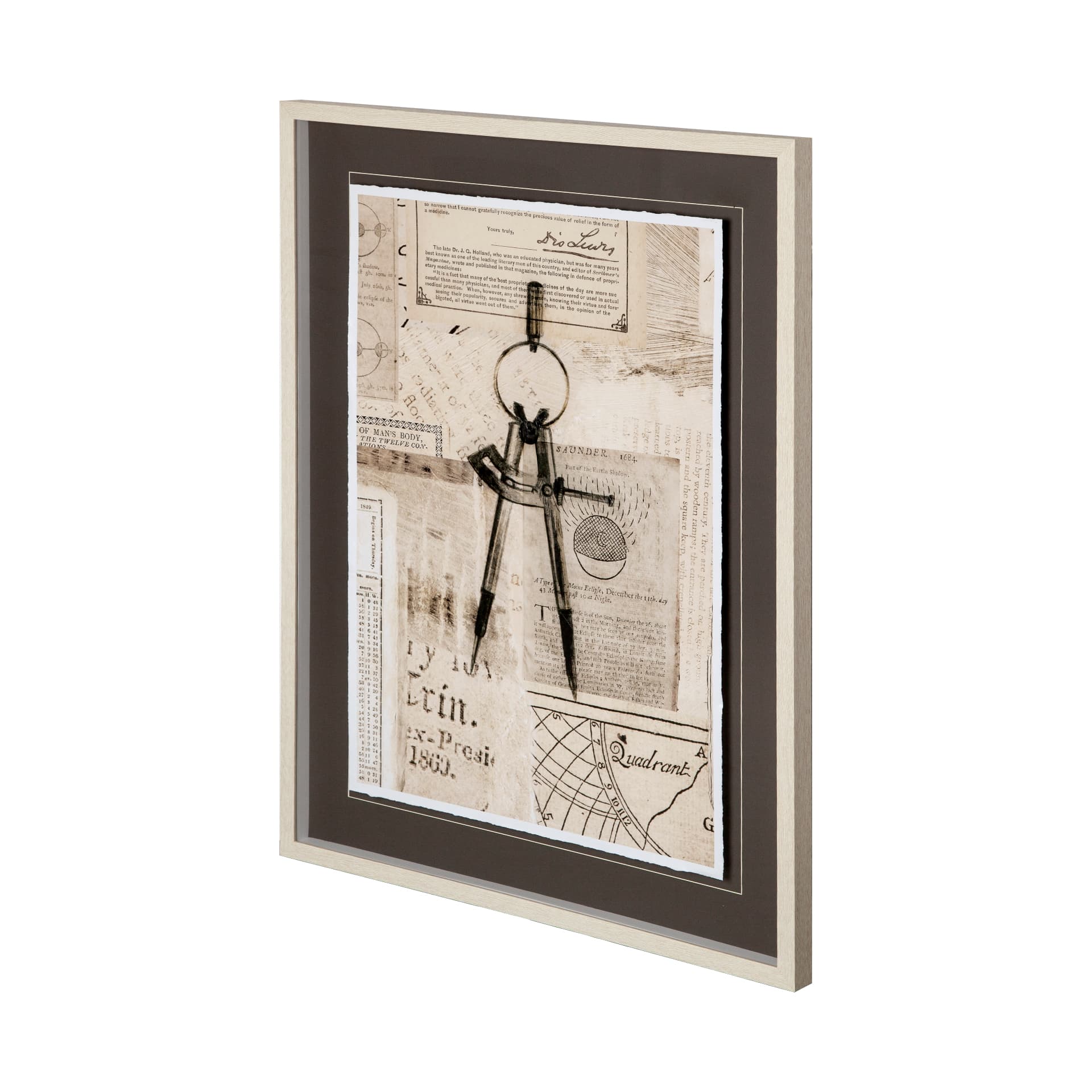 Academic Drafters Compass by Brenn Harvey Hand Embellished Framed Art Print Matted under Glass — product photograph