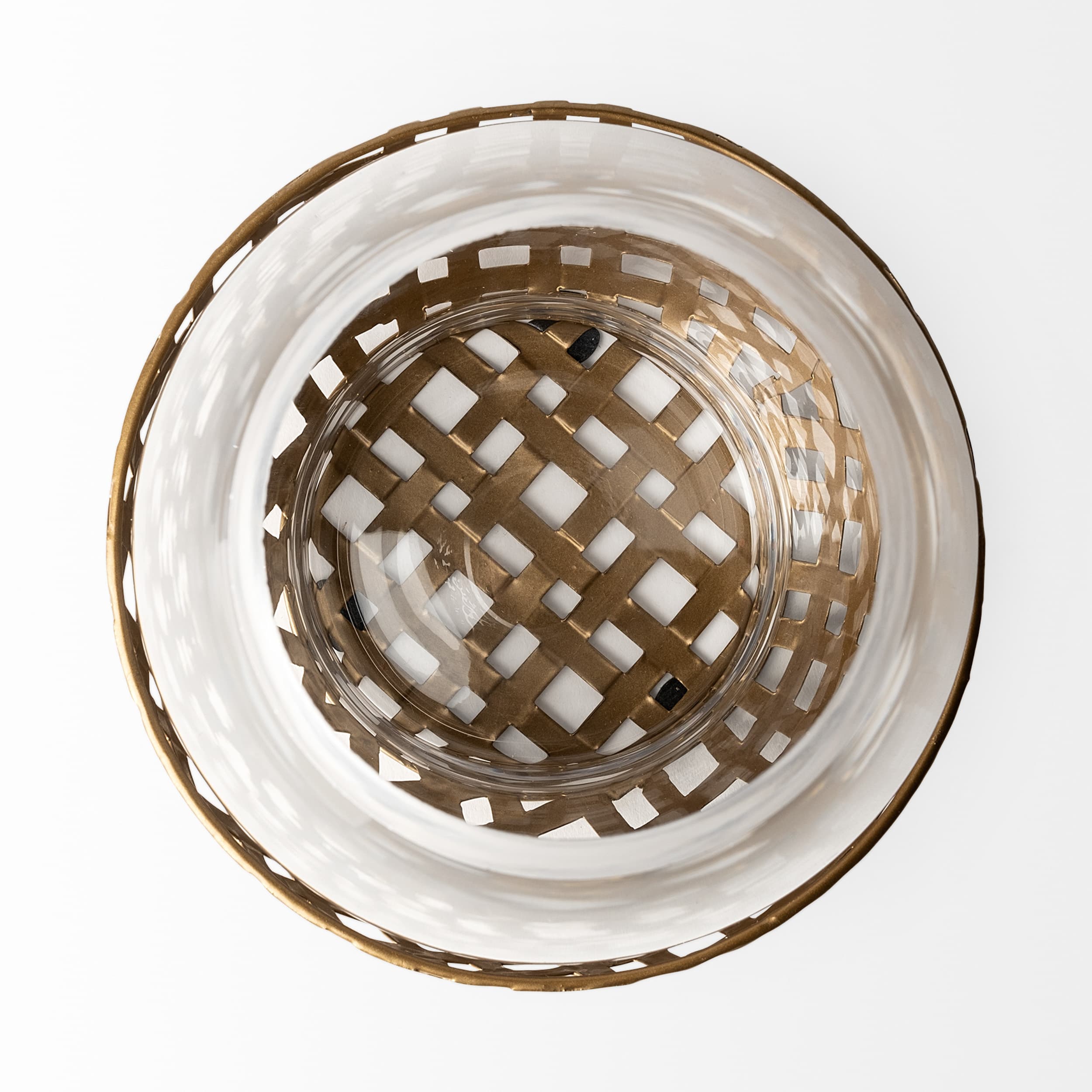 Reena II Large Gold Woven Metal Base Table Candle Holder — product photograph