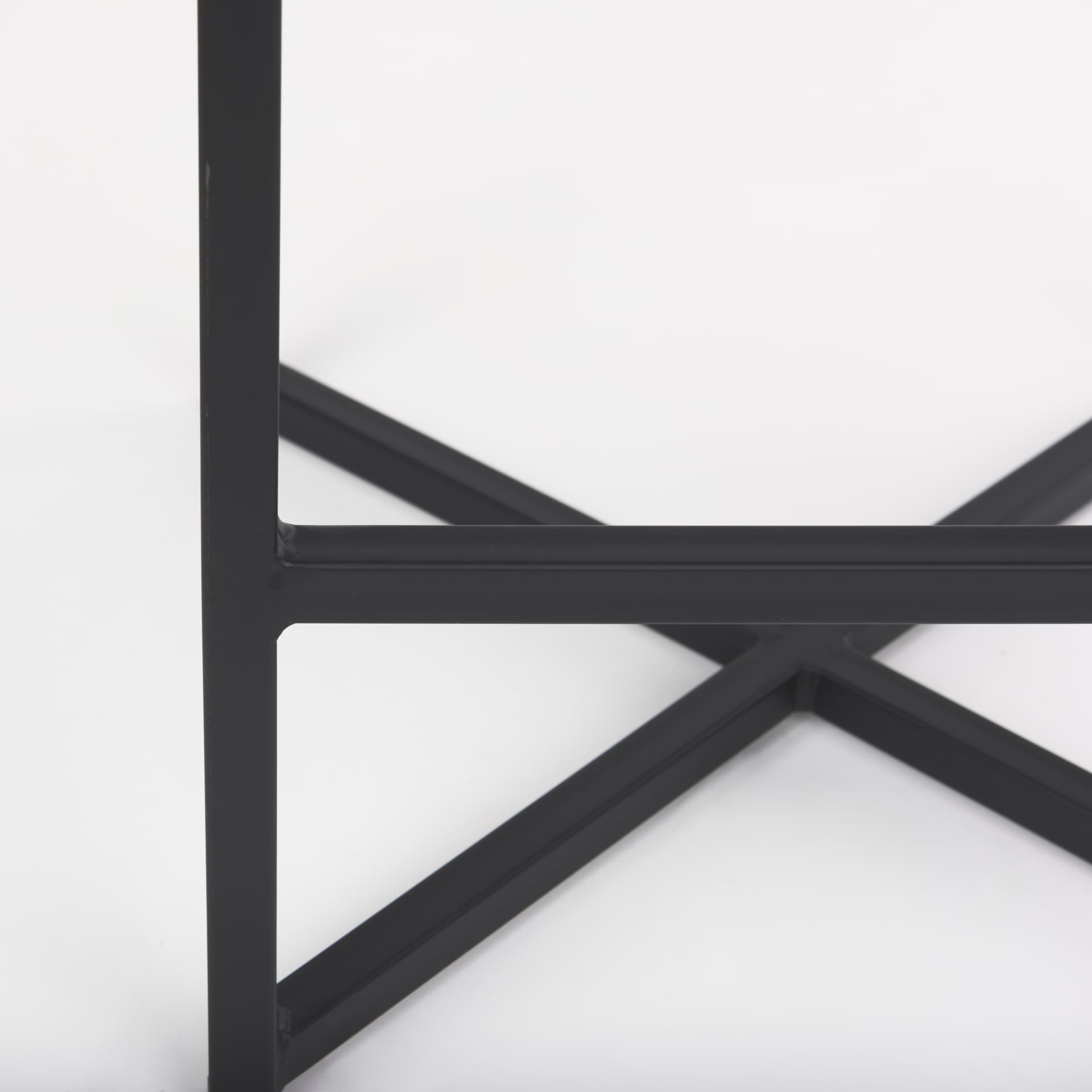 Frodo Backless 26.4in Seat Counter Stool | Gray Fabric w/ Black Iron — product photograph