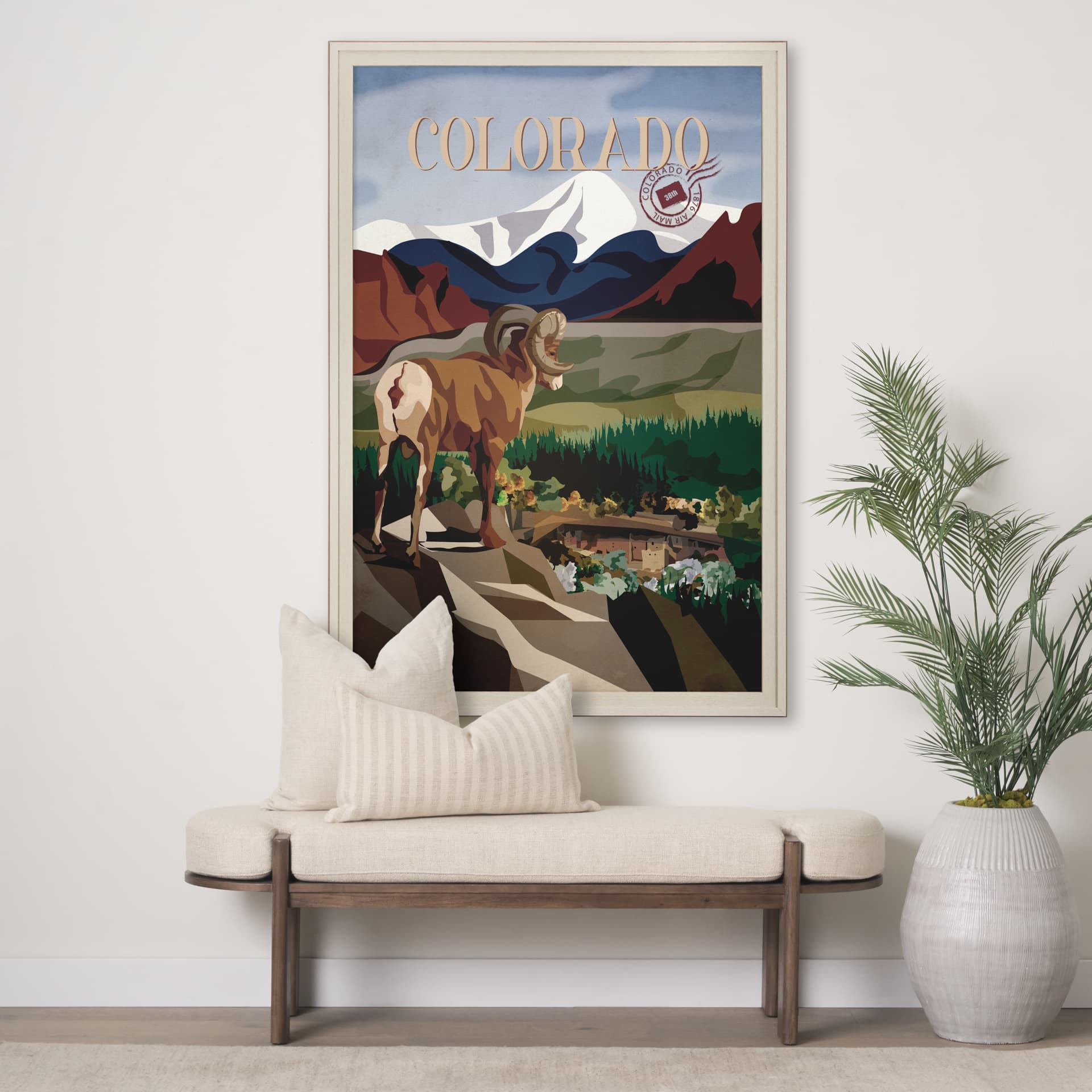 Colorado Go USA (XL) by Mercana Studio a Hand Embellished Decograph Framed Art Print under Glass — in a styled room