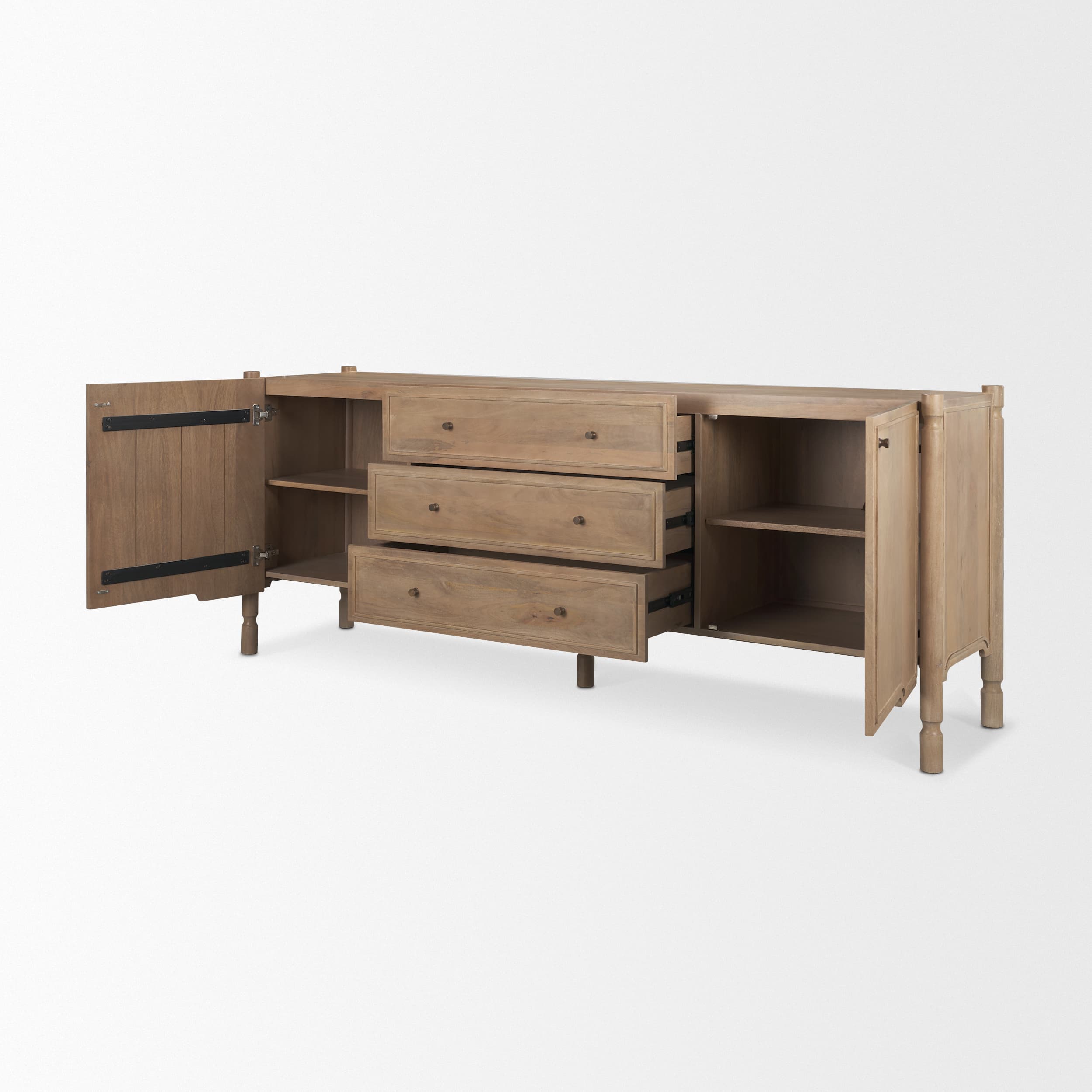 Phil Light Brown Wood 2 Door 3 Drawer Closed Sideboard — product photograph