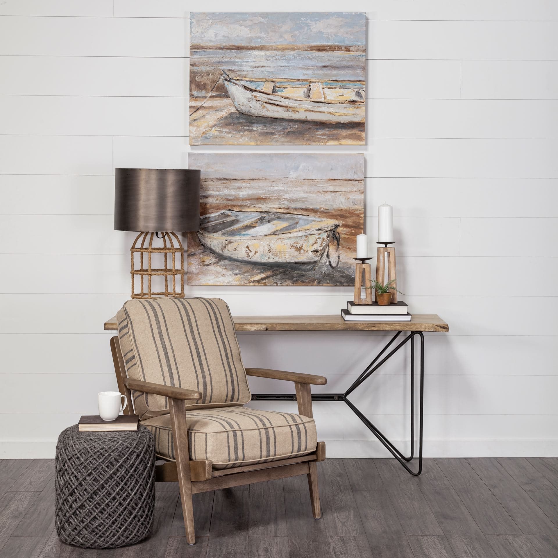 Papillion I 66L x 16W Natural Solid Wood and Iron Console Table — product photograph